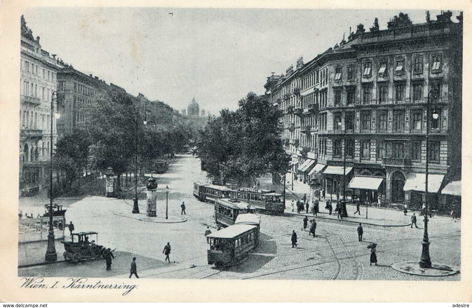 WIEN I - Kärntnerring Mit Strassenbahnen, Gel.1923, 700 Kronen Marke - Ringstrasse