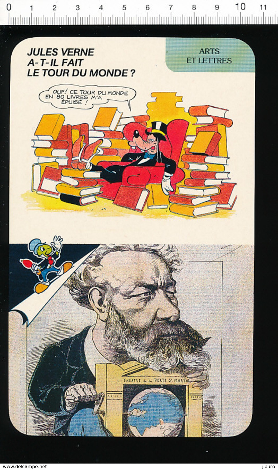 Fiche Disney Humour Caricature De Jules Verne Le Tour Du Monde En 80 Jours / Littérature Portrait /  IM 01/D-2 - Unclassified