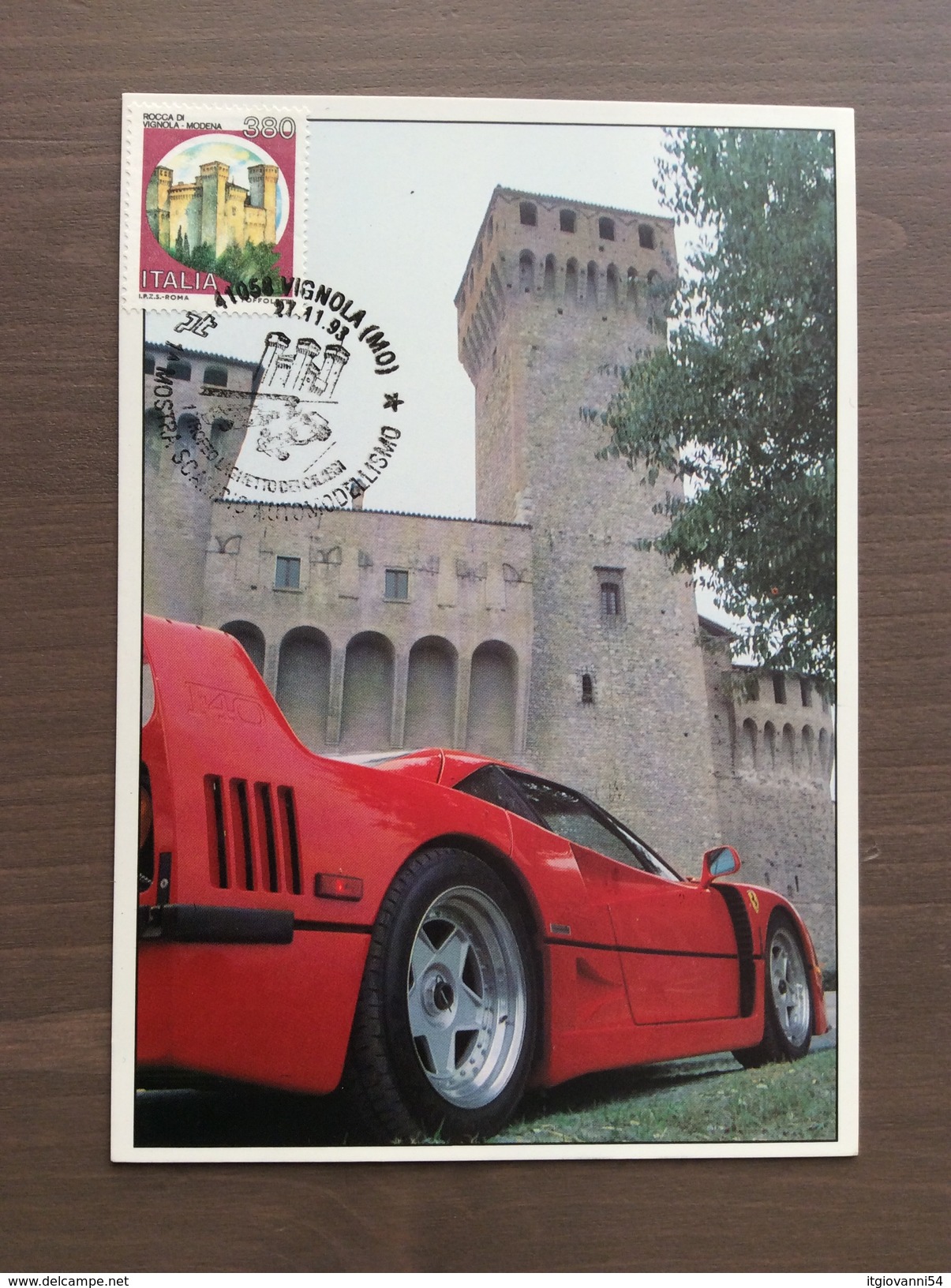 Cartolina Ferrari Club Vignola Con Annullo 1^ Mostra Scambio Automodellismo Vignola (MO) 27-11-1993 - Grand Prix / F1