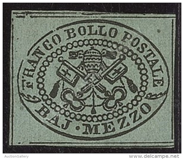 1852 - Mezzo Bai Grigio Verdastro (1b) Con Ottimi Margini Nuovo Con Gomma - Molto Bello - Oliva + Sorani (2.200) - Other & Unclassified