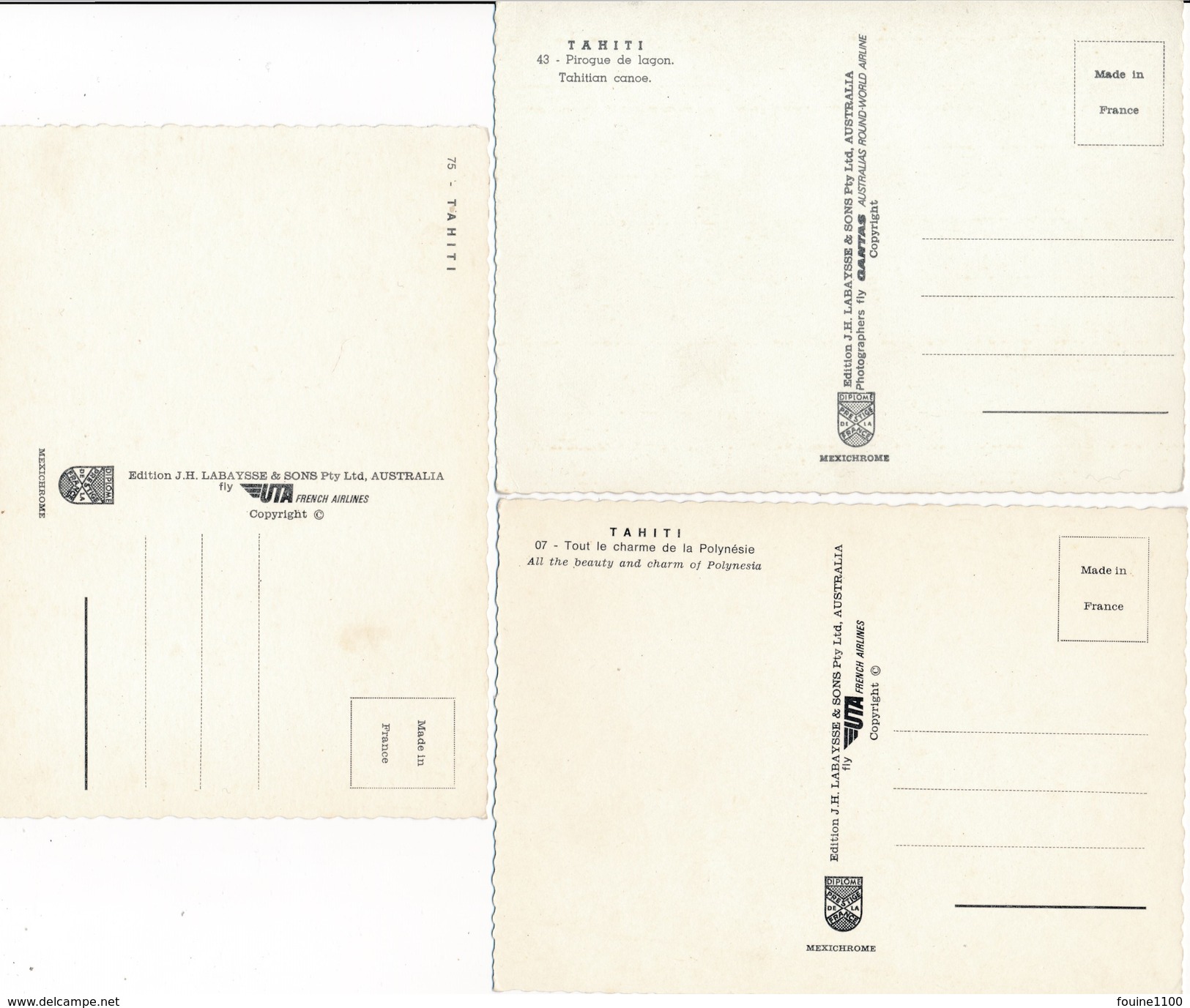 lot de 52 cartes ( format 15 x 10 cm ) de TAHITI  ( bora bora papeete moorea )  ( recto verso )