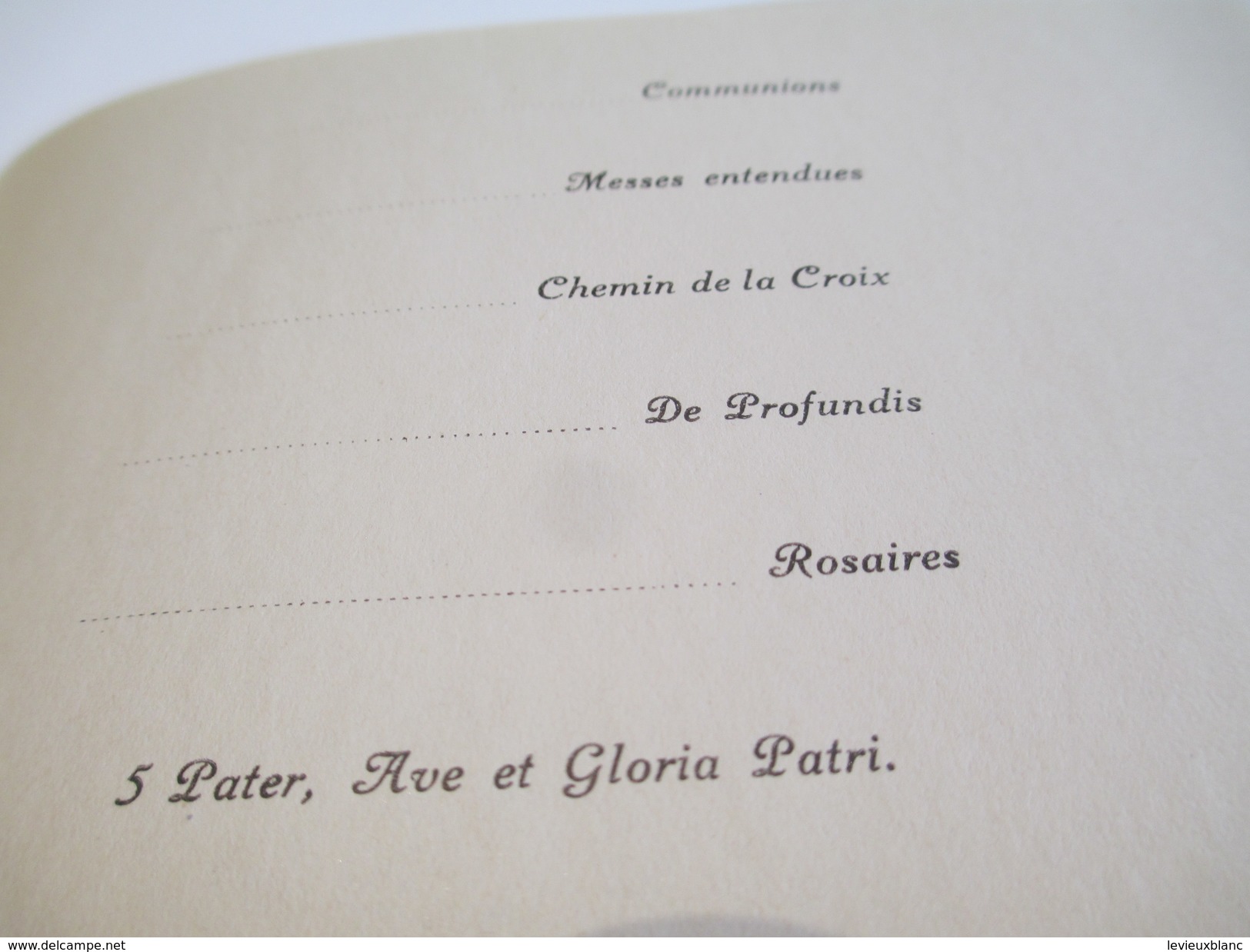 Bouquet spirituel/3  Carte d'actes de dévotion/Canada /Pour le repos de l'âme de ../Non attribuées/1949-50       FPD107