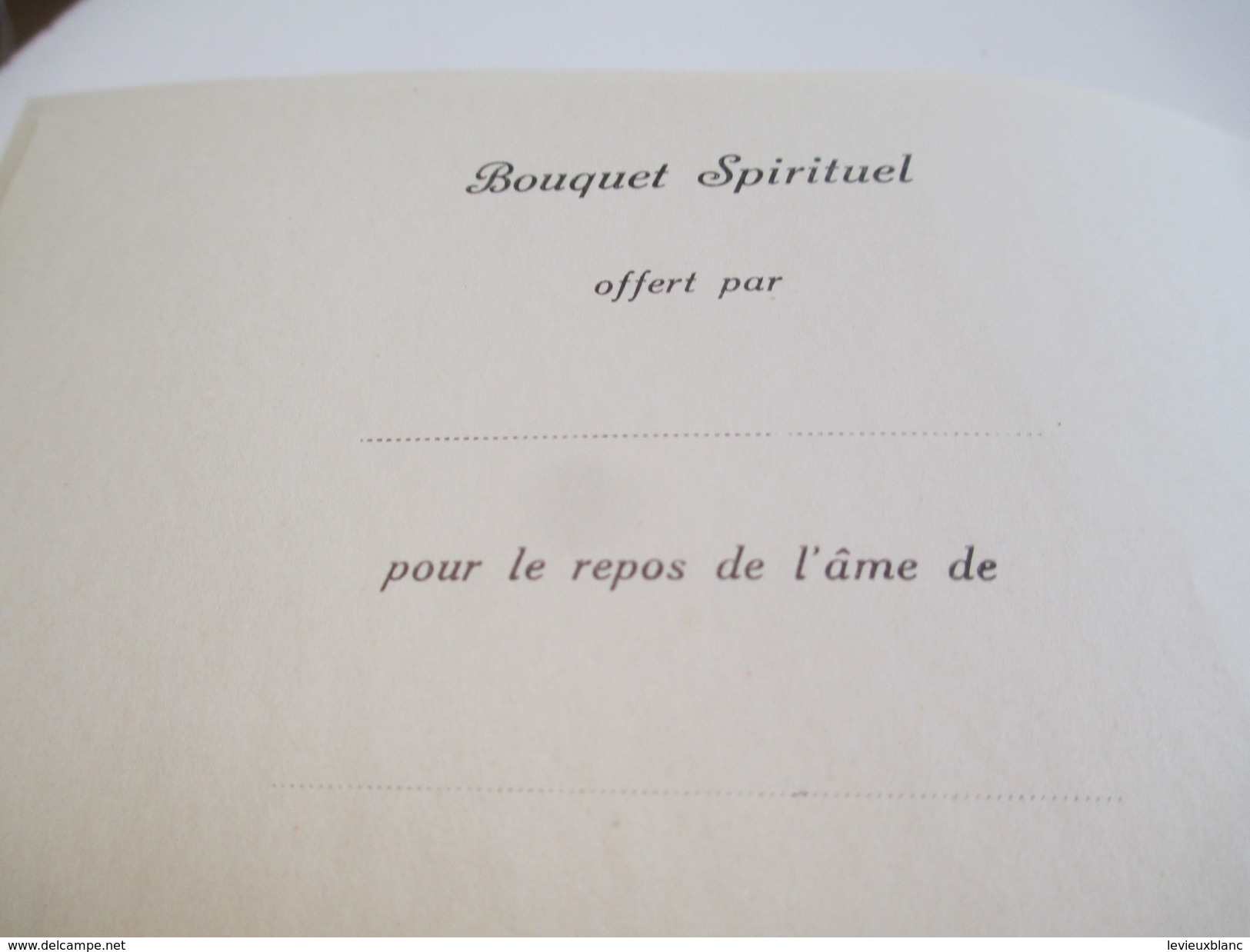 Bouquet spirituel/3  Carte d'actes de dévotion/Canada /Pour le repos de l'âme de ../Non attribuées/1949-50       FPD107