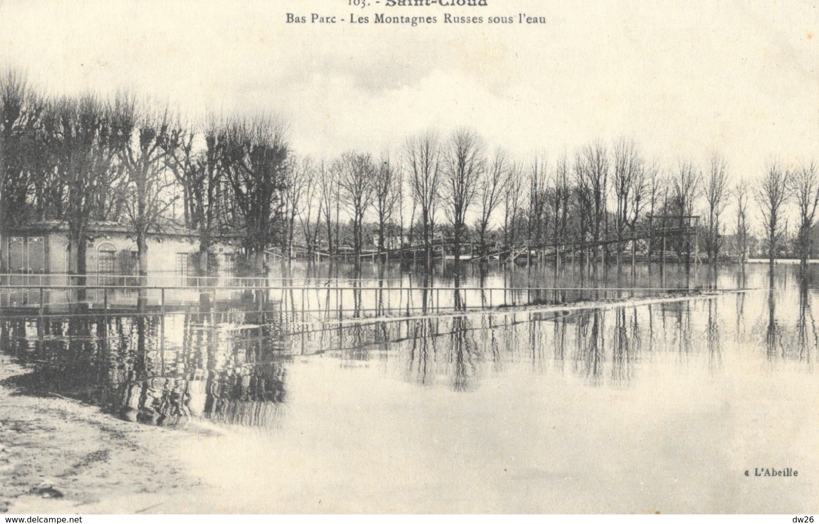Crues De La Seine 1910 - Saint-Cloud - Bas Parc - Les Montagnes Russes Sous L'eau - Carte L'Abeille N° 103 Non Circulée - Inondations