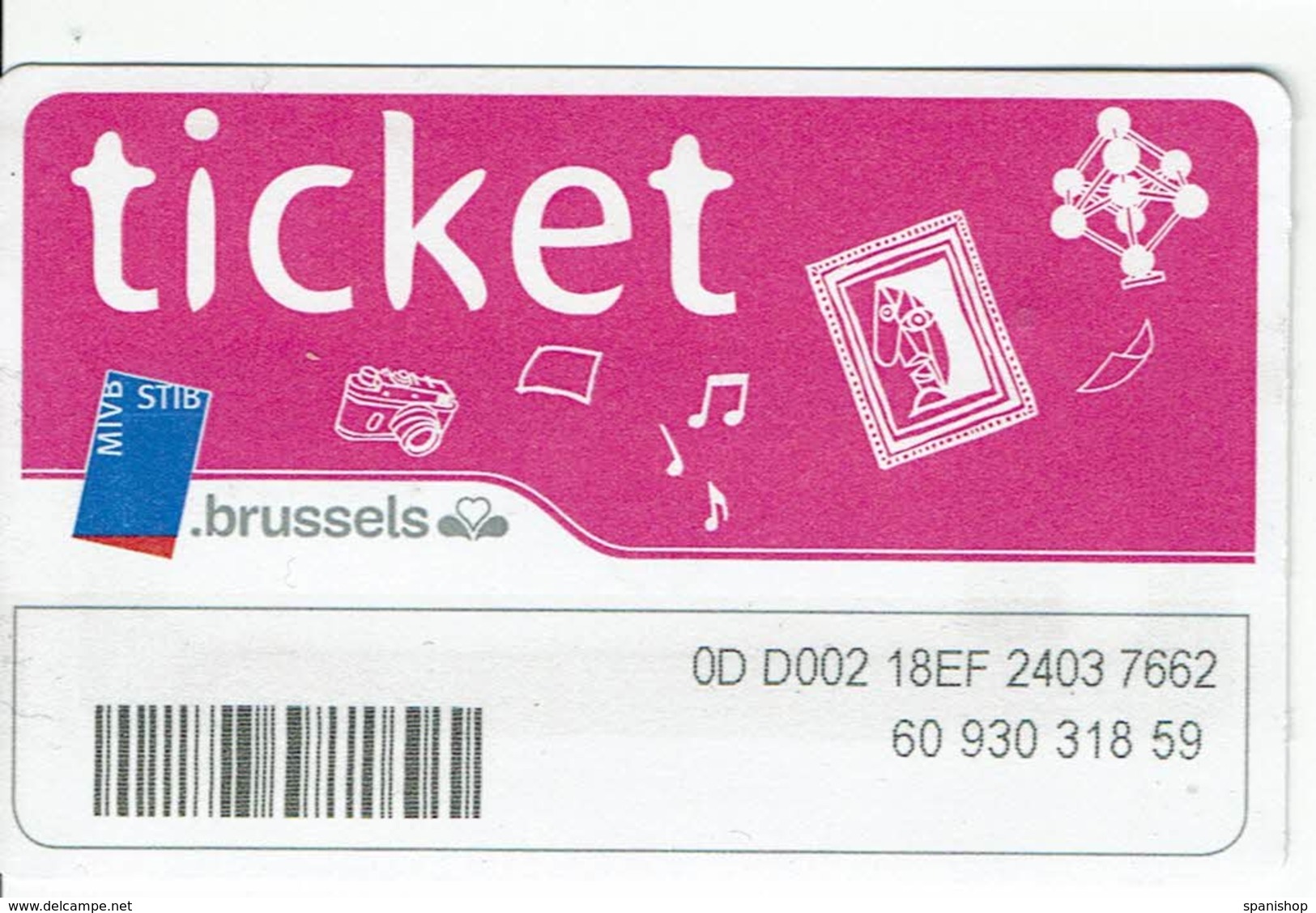 TICKET METRO BRUSSELS, BRUSELAS BELGIQUE BELGIUM UNDERGROUND PASS CARD - Europa