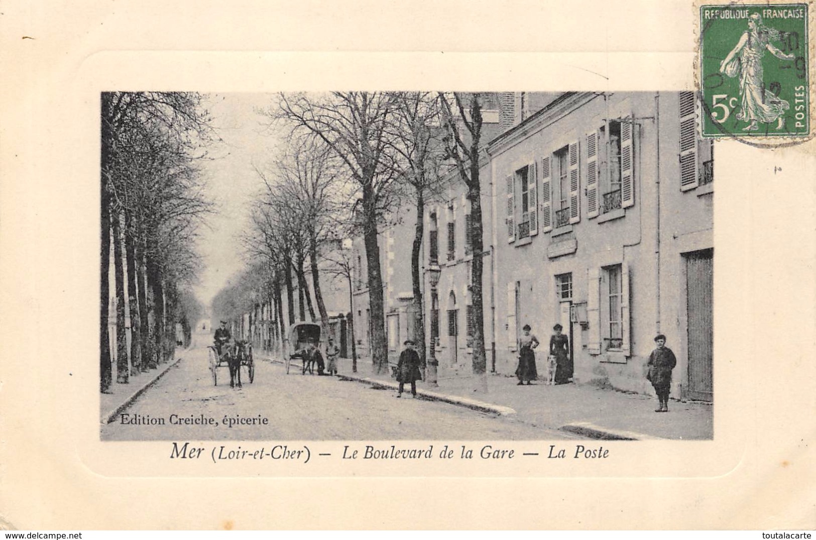 CPA 41 MER LE BOULEVARD DE LA GARE LA POSTE 1912 - Mer