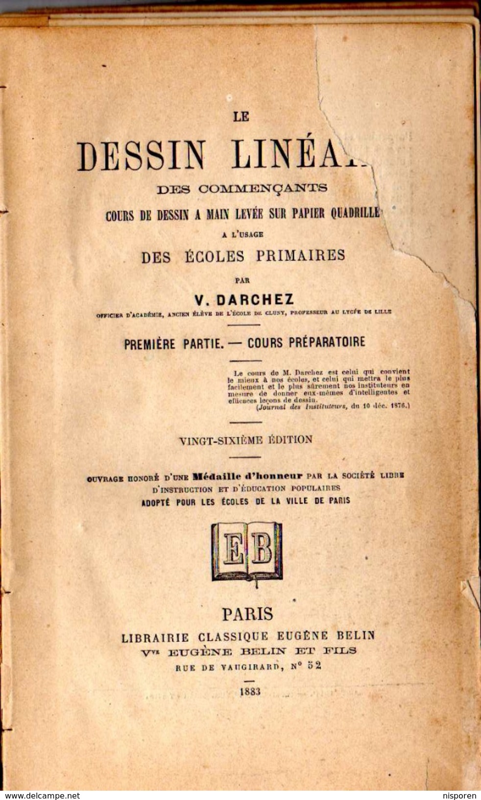 Le Dessin Linéaire Des Commençants - Par V. Darchez - 1883 - Fiches Didactiques