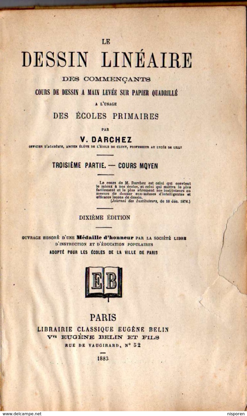 Le Dessin Linéaire Des Commençants - Par V. Darchez - 1883 - Fiches Didactiques