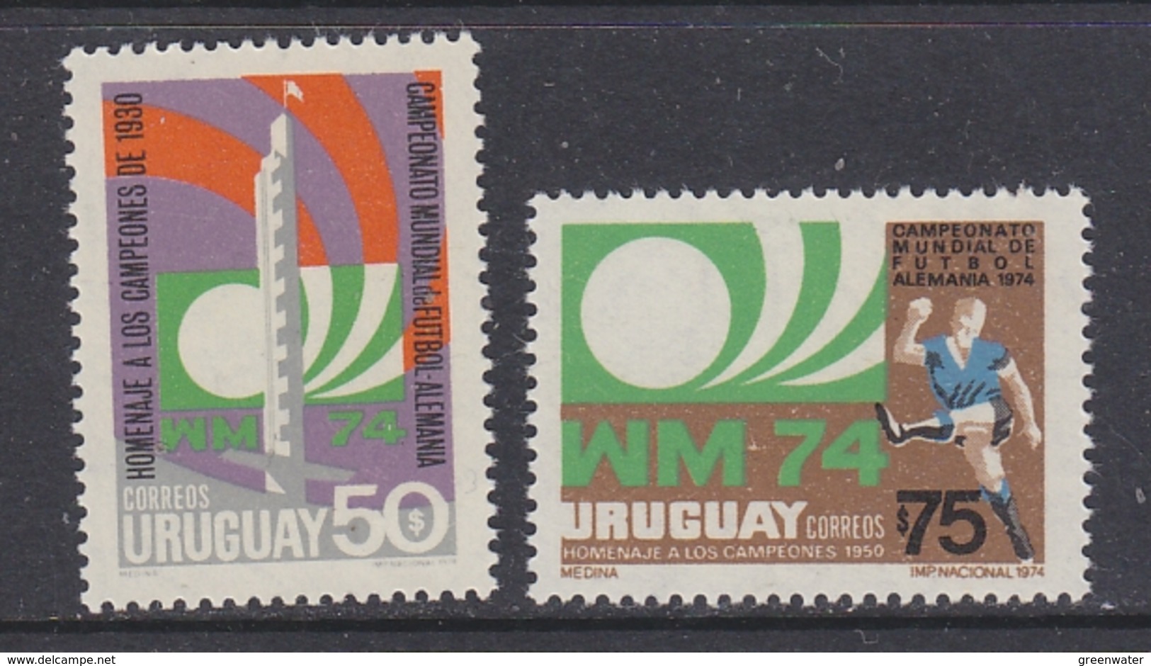 Uruguay 1974 World Championship Football 2v ** Mnh (34538) - Uruguay