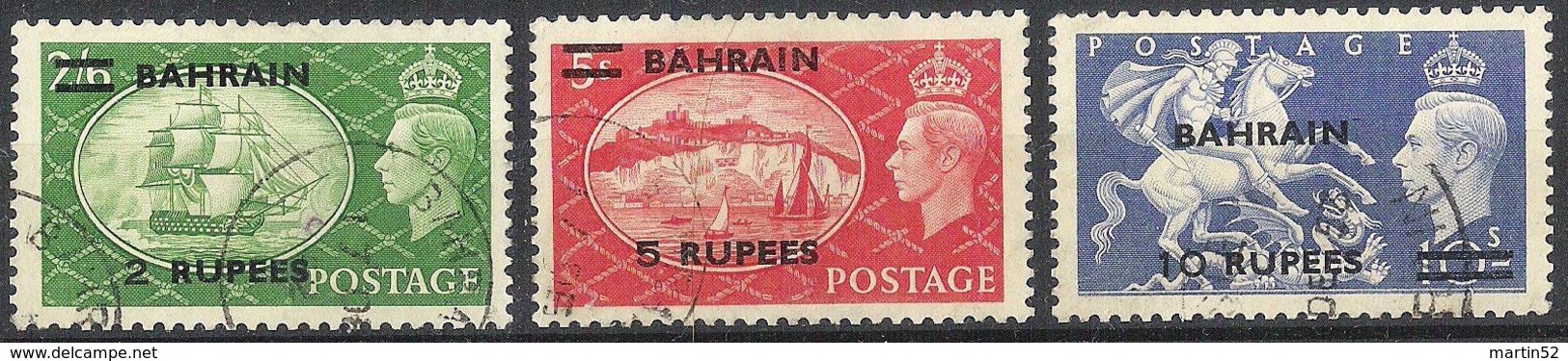 Bahrain 1951: Michel-No.78-80 SG Or Scott 77-79 High Values GVIR - Bahrain (...-1965)