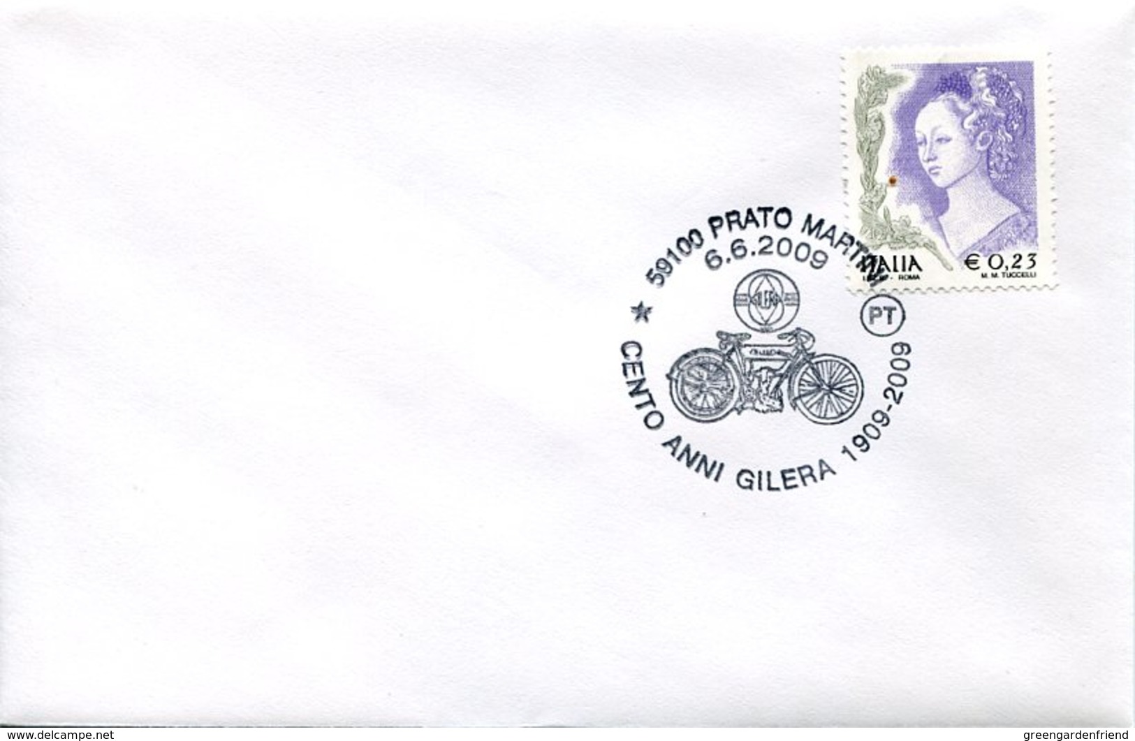 17236 Italia, Special Postmark 2009  Prato,    100 Year Of The Motorcycle Gilera,  Motocyclette Gilera - Motorräder