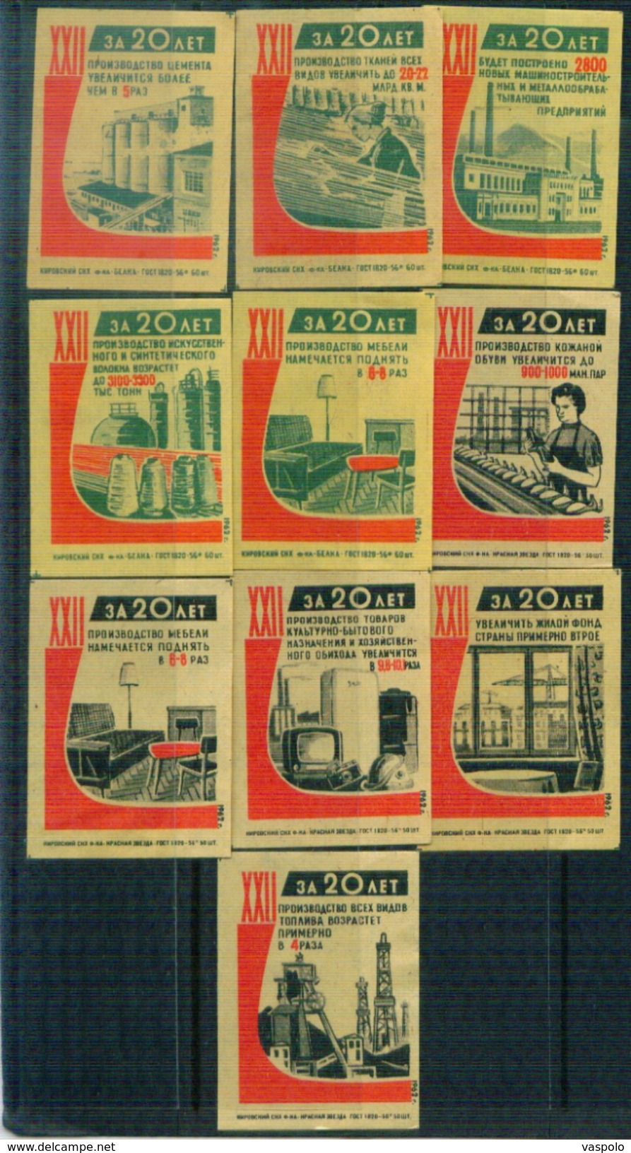 MATCHBOX LABELS RUSSIA CCCP URSS 1960's 20 YEARS ANNIVERSARY OF COMMUNIST ACHIEVEMENTS - Collections