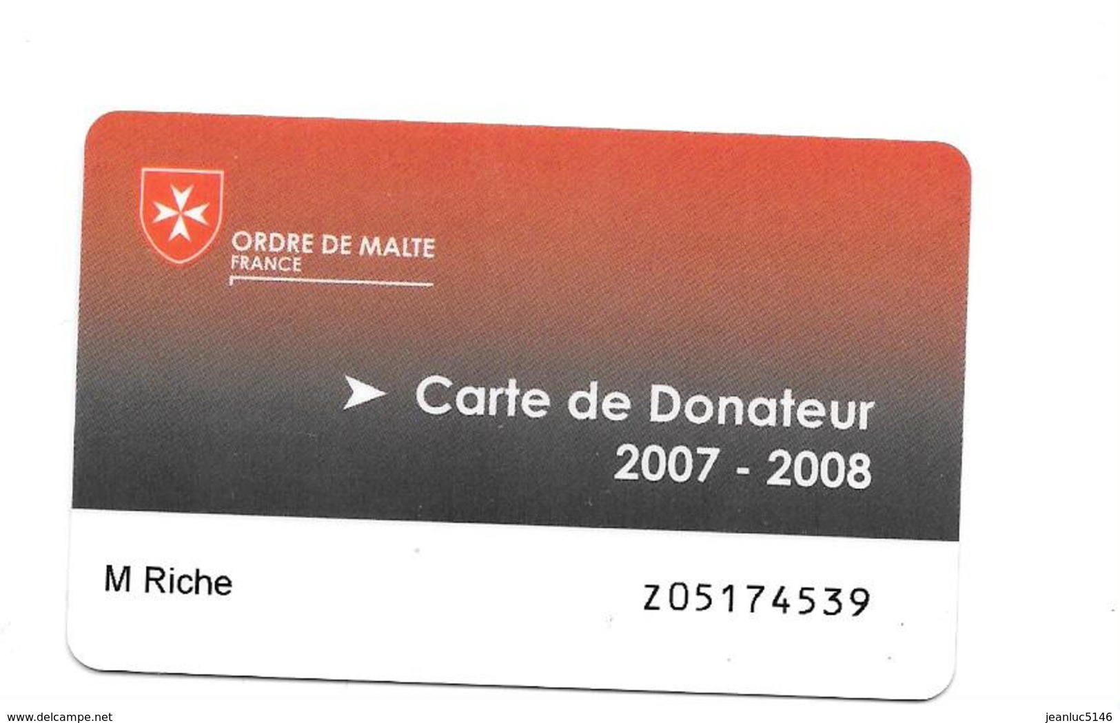 Carte De Donateur. Ordre De Malte France 2007-2008 - Sonstige & Ohne Zuordnung