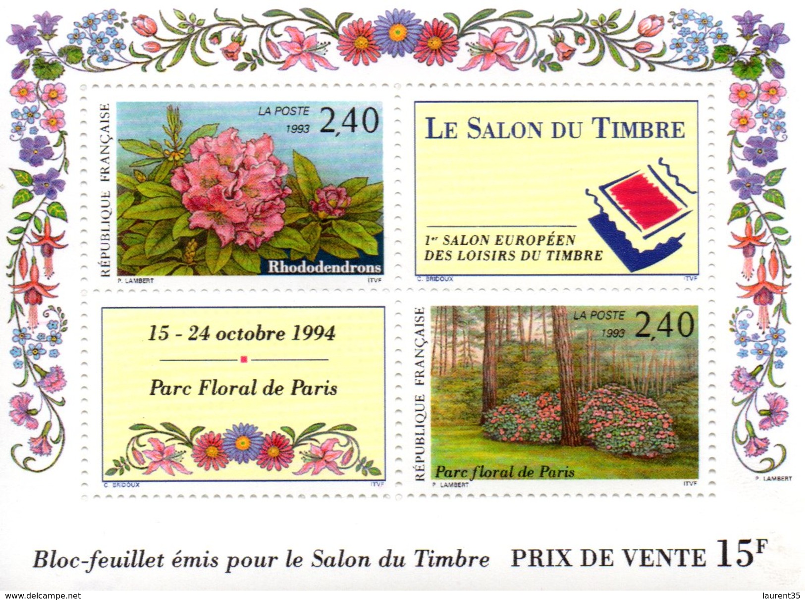 France.bloc No 15 De 1993.parc Floral.n**. - Neufs