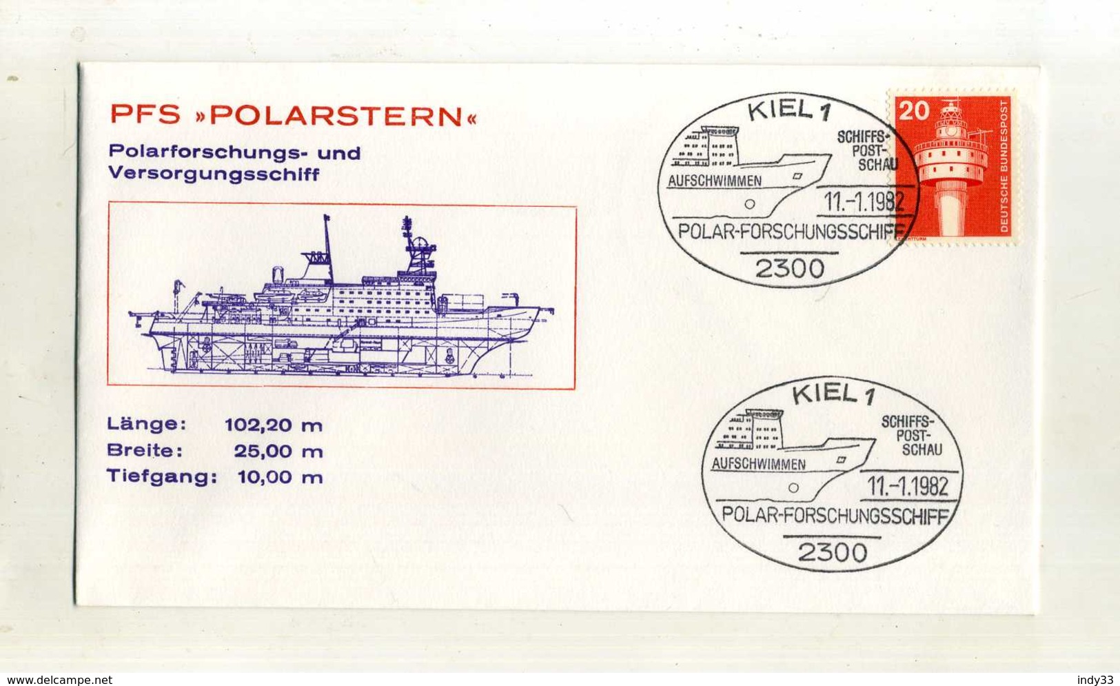 ALLEMAGNE RFA . LETTRE POLARSTERN . POLARFORSCHUNG . CACHET KIEL I 11/1/1982 . - Poolshepen & Ijsbrekers