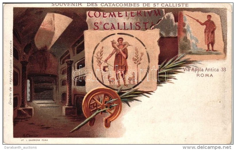 ** T2/T3 Rome, Roma; Catacombe Di San Callisto, Via Appia Antica 33, Litho S: R. Cavi (EK) - Ohne Zuordnung