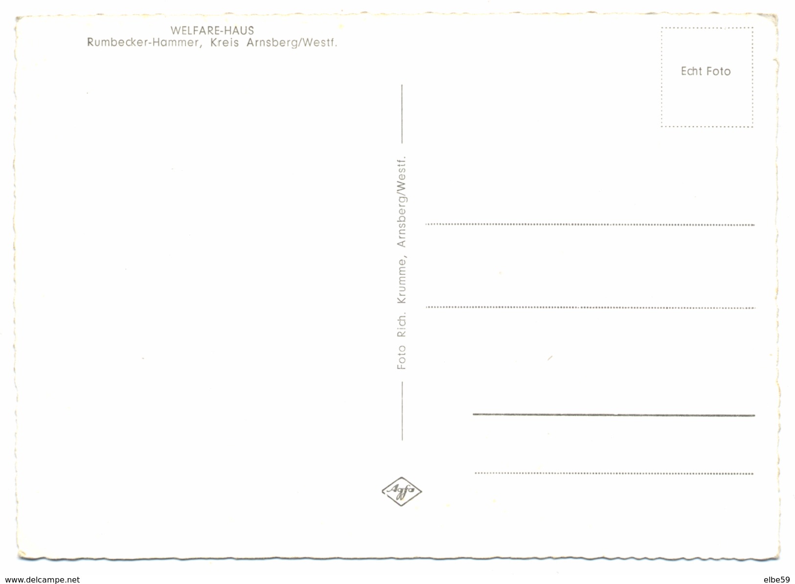 Arnsberg (Nordrhein-Westfalen), AK, Rumbecker Hammer, WELFARE-HAUS, Ungebraucht - Arnsberg
