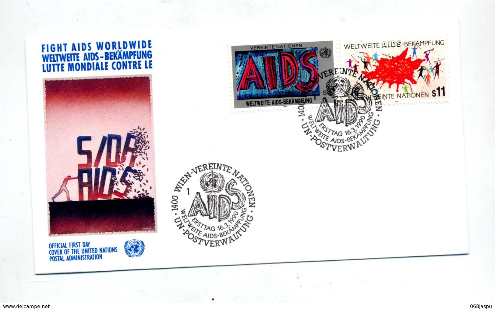 Lettre Fdc Wien 1990 Aids Sida - Lettres & Documents