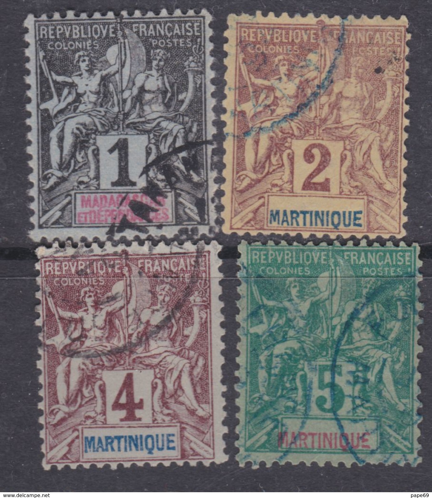 Martinique N° 31 / 34 O Partie De Série Type Groupe : Les 4 Valeurs Oblitérations Moyennes , SinonTB - Gebruikt