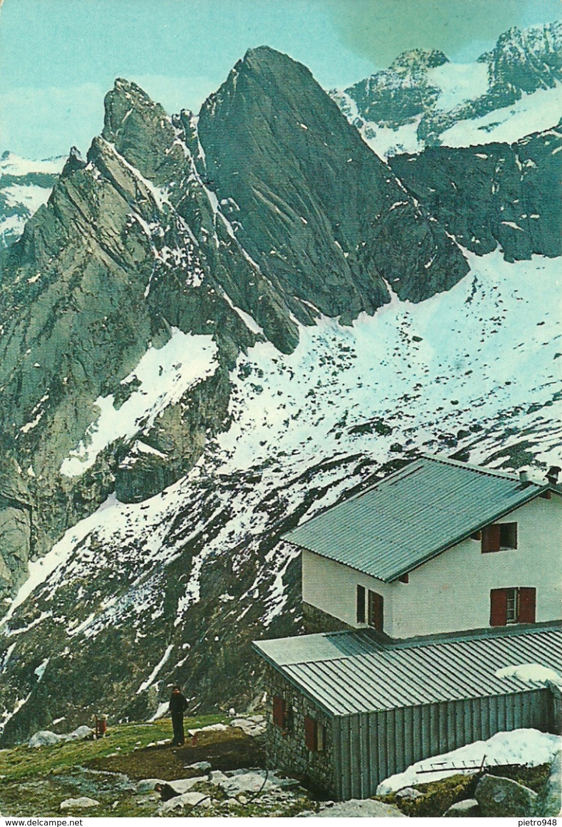 Rifugio A. Omio (Sondrio, Lombardia) Valmasino, Panorama Con Punta Fiorelli E Punta Medaccio - Sondrio