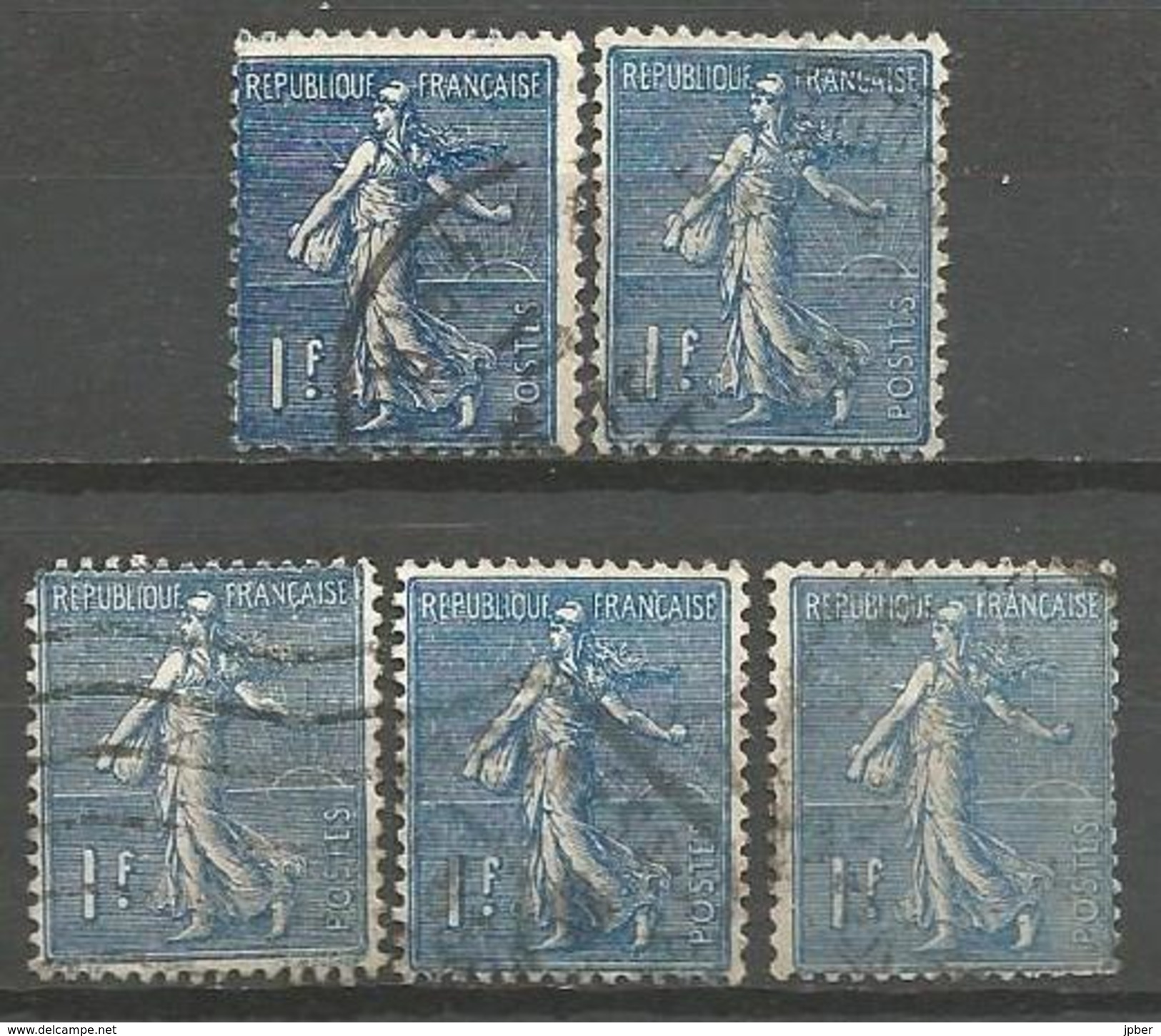 France - F1/260 - Type Semeuse Lignée - N°205     5ex. Obl. - 1903-60 Sower - Ligned