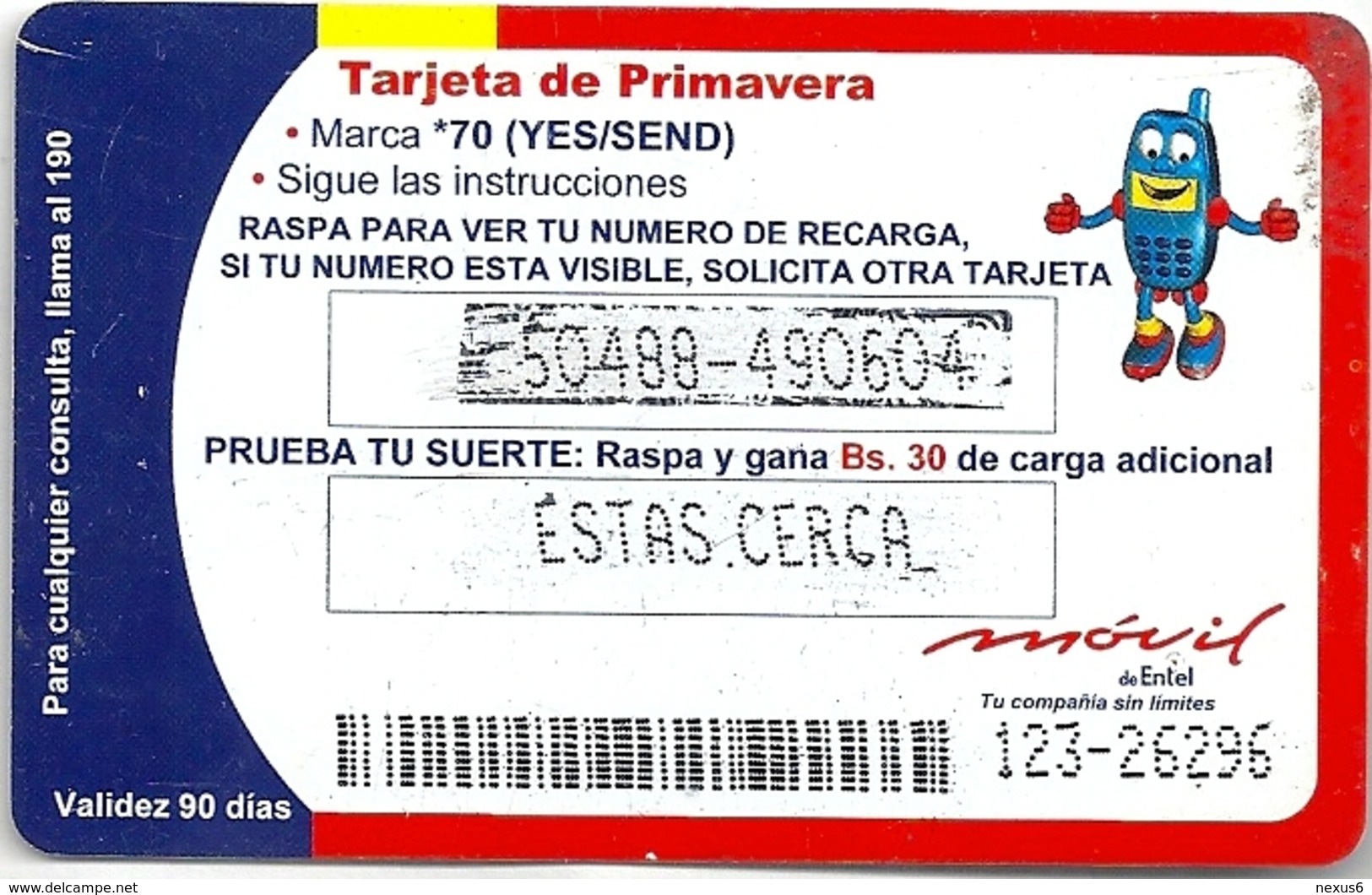 Bolivia - Cotas - Flower And Bee - 12.2003, 200.000ex, GSM Refill, Used - Bolivia