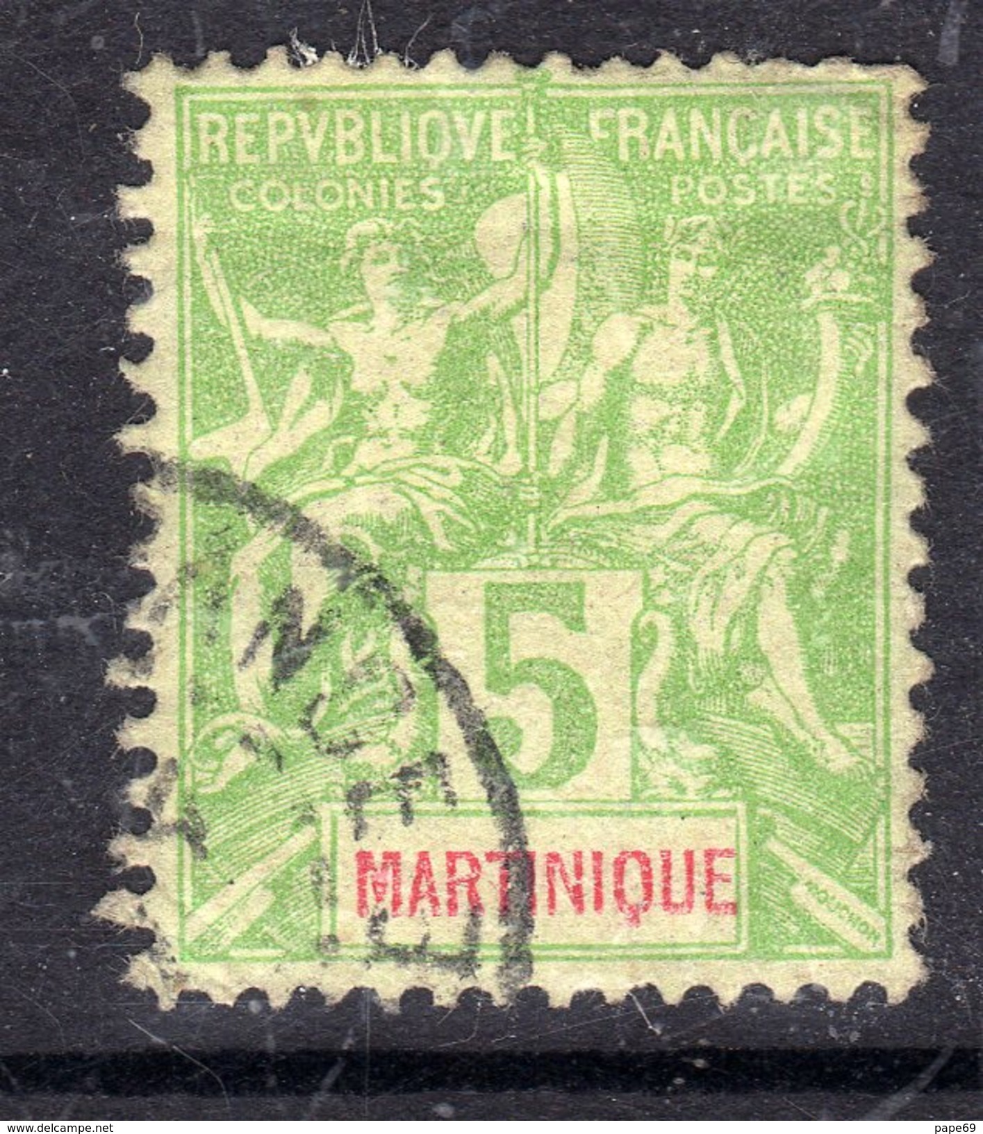 Martinique N° 44 O Partie De Série Type Groupe : 5 C. Vert-jaune, Oblitération Légère, Sinon TB - Used Stamps