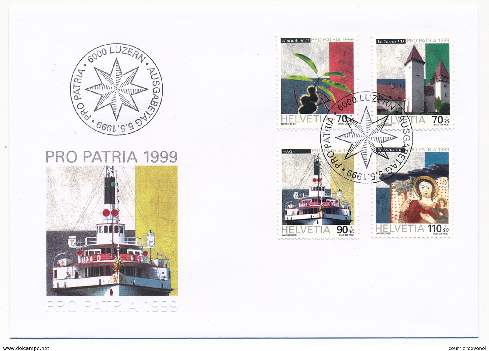 SUISSE -  FDC 1999 - PRO PATRIA - 5 Enveloppes - Luzern - FDC