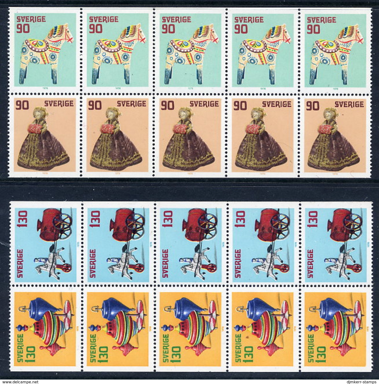 SWEDEN 1978 90 öre And 1.30 Kr Booklet Panes Of 5 Pairs MNH / **.  Michel 1045-46, 1048-49 - Nuevos