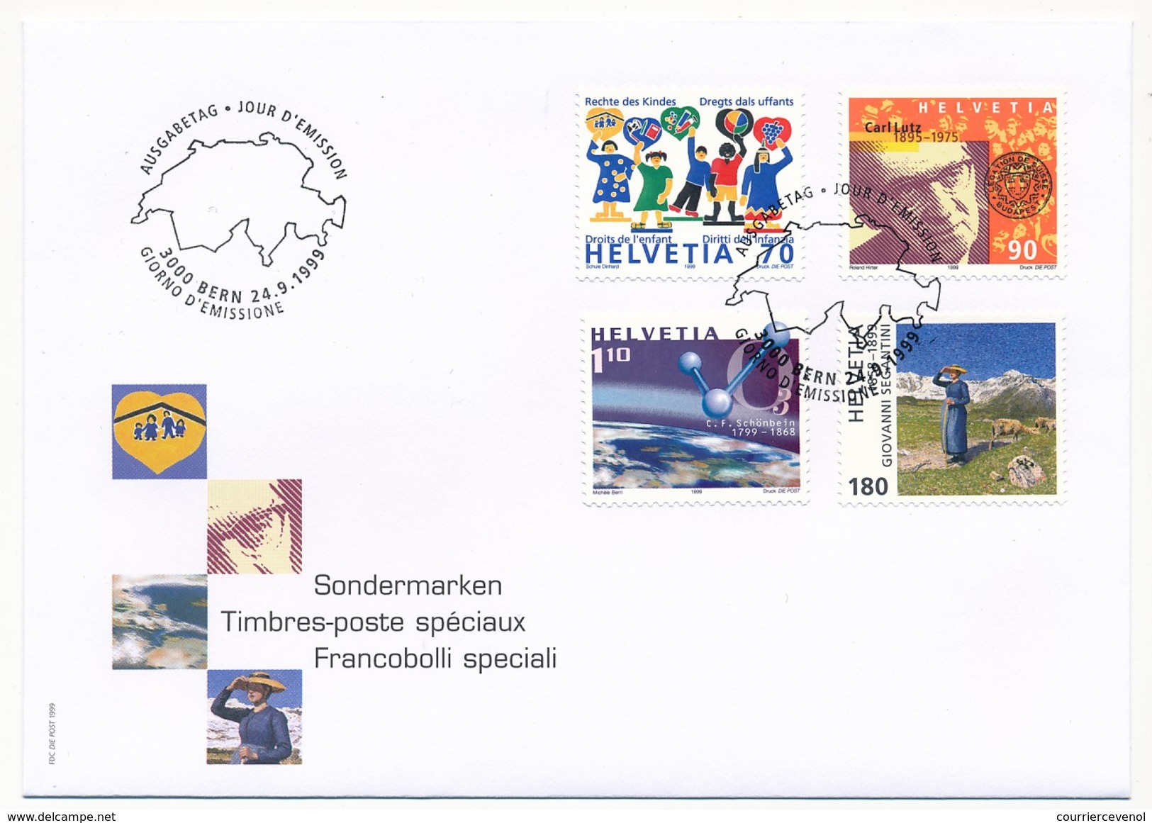 SUISSE -  FDC 1999 - Timbres Poste Spéciaux - 5 Enveloppes - BERNE - FDC