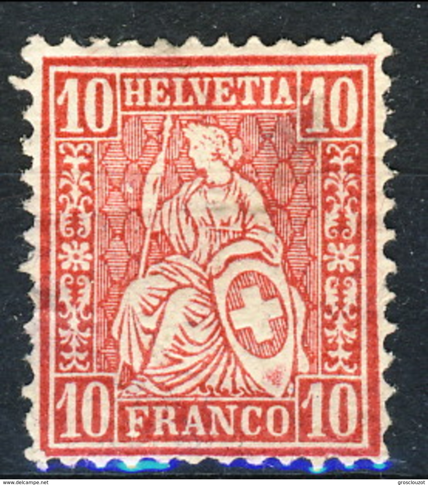 Svizzera 1867-78 N. 43 C. 10 Rosa MH Cat.  &euro; 8 - Ongebruikt
