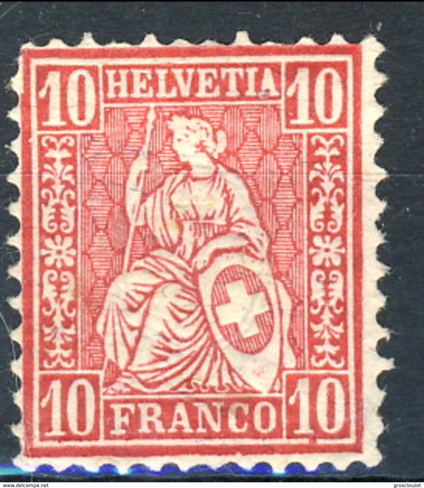 Svizzera 1867-78 N. 43 C. 10 Rosa MNH Cat.  &euro; 27 - Nuevos