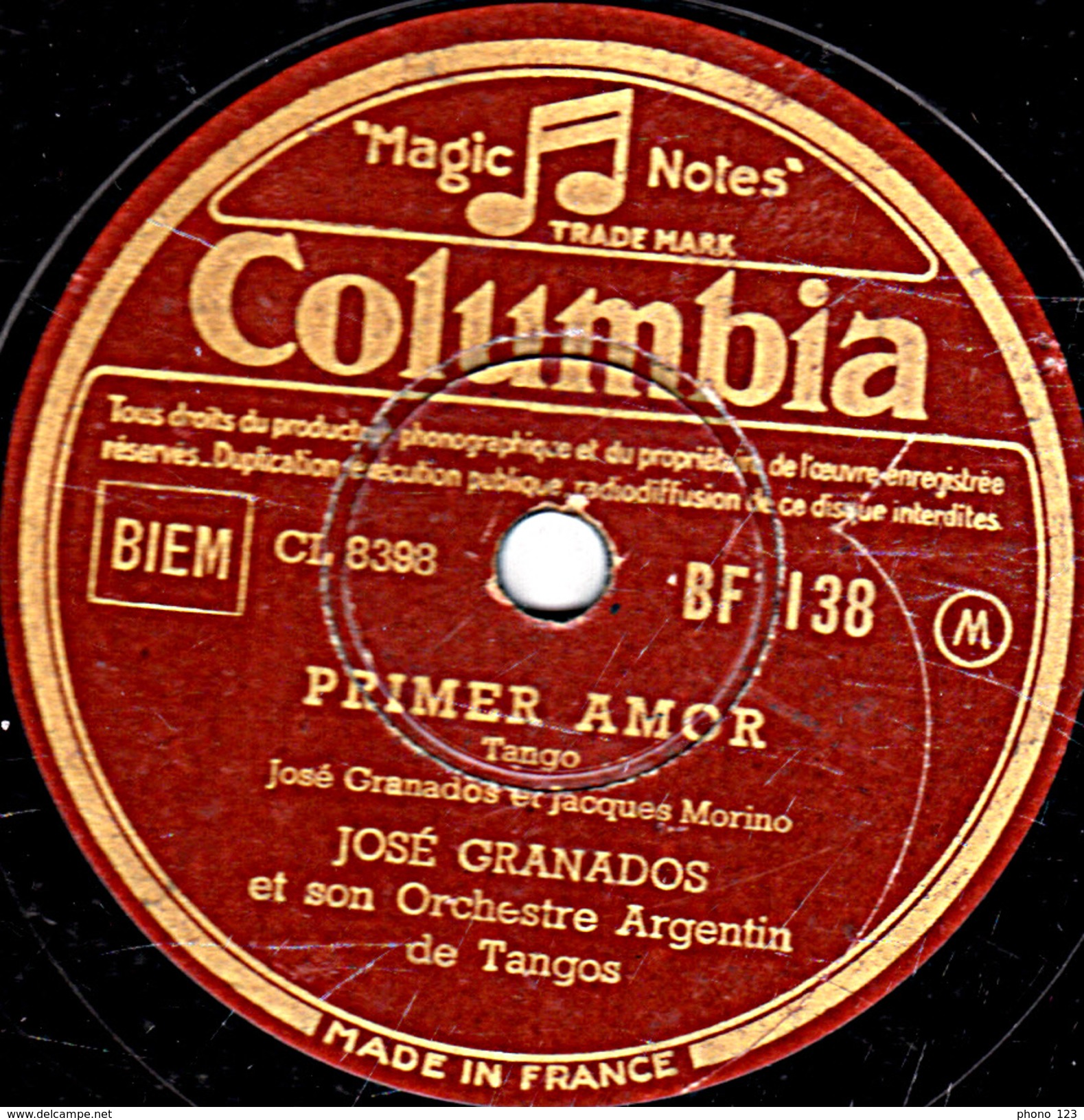 78 T. - 25 Cm - état  B -  JOSE GRANADOS - JALOUSIE - PRIMER AMOR - 78 T - Disques Pour Gramophone