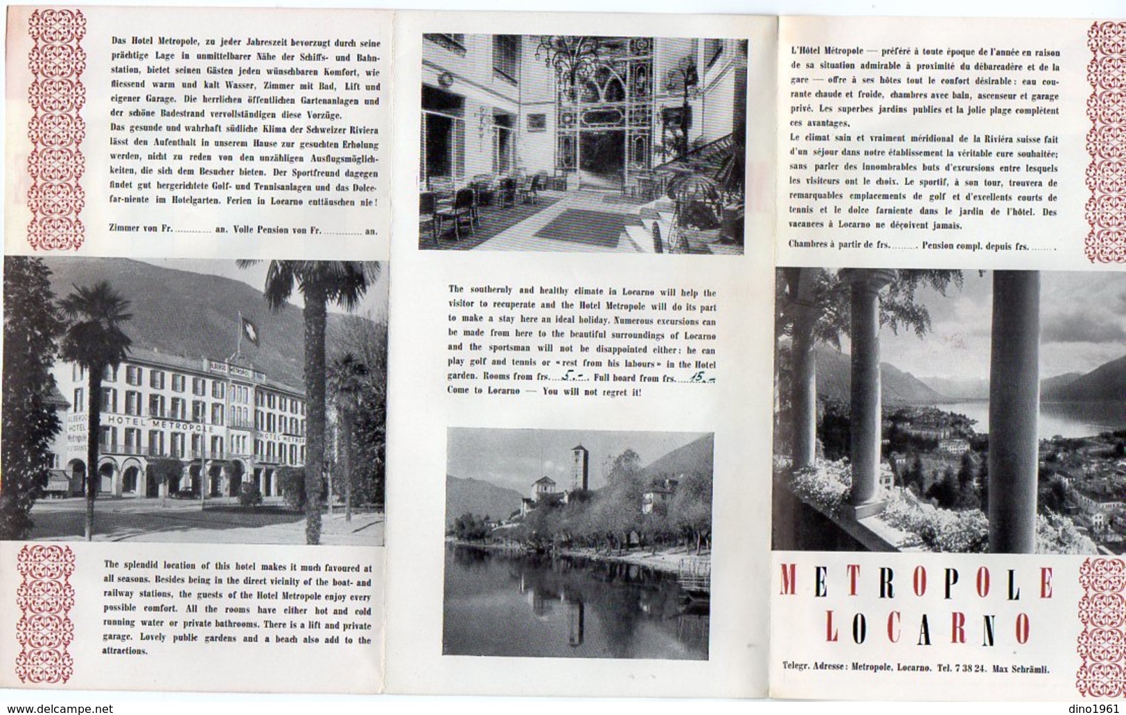 VP7409 -  Dépliant Touristique - LOCARNO - Hôtel METROPOLE   ( Suisse ) - Advertising