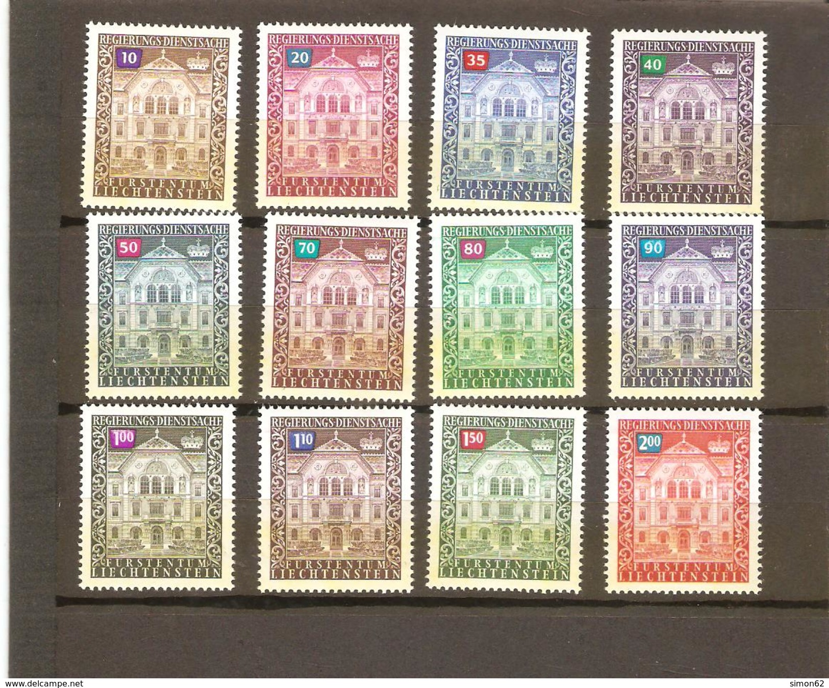 LIECHTENSTEIN  LOT  TIMBRES DE SERVICE     N° YVERT 57/68  DE 1976   NEUF **MNH - Impuesto