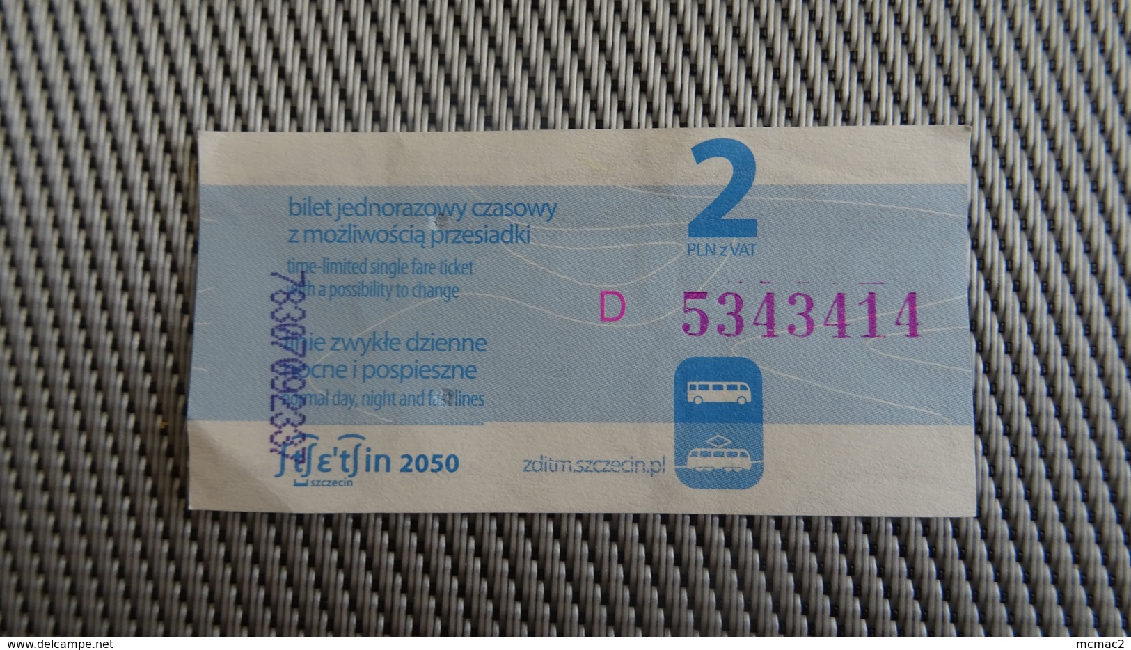 Bus Ticket From Szczecin 2zl Poland - Fahrkarte - Other & Unclassified