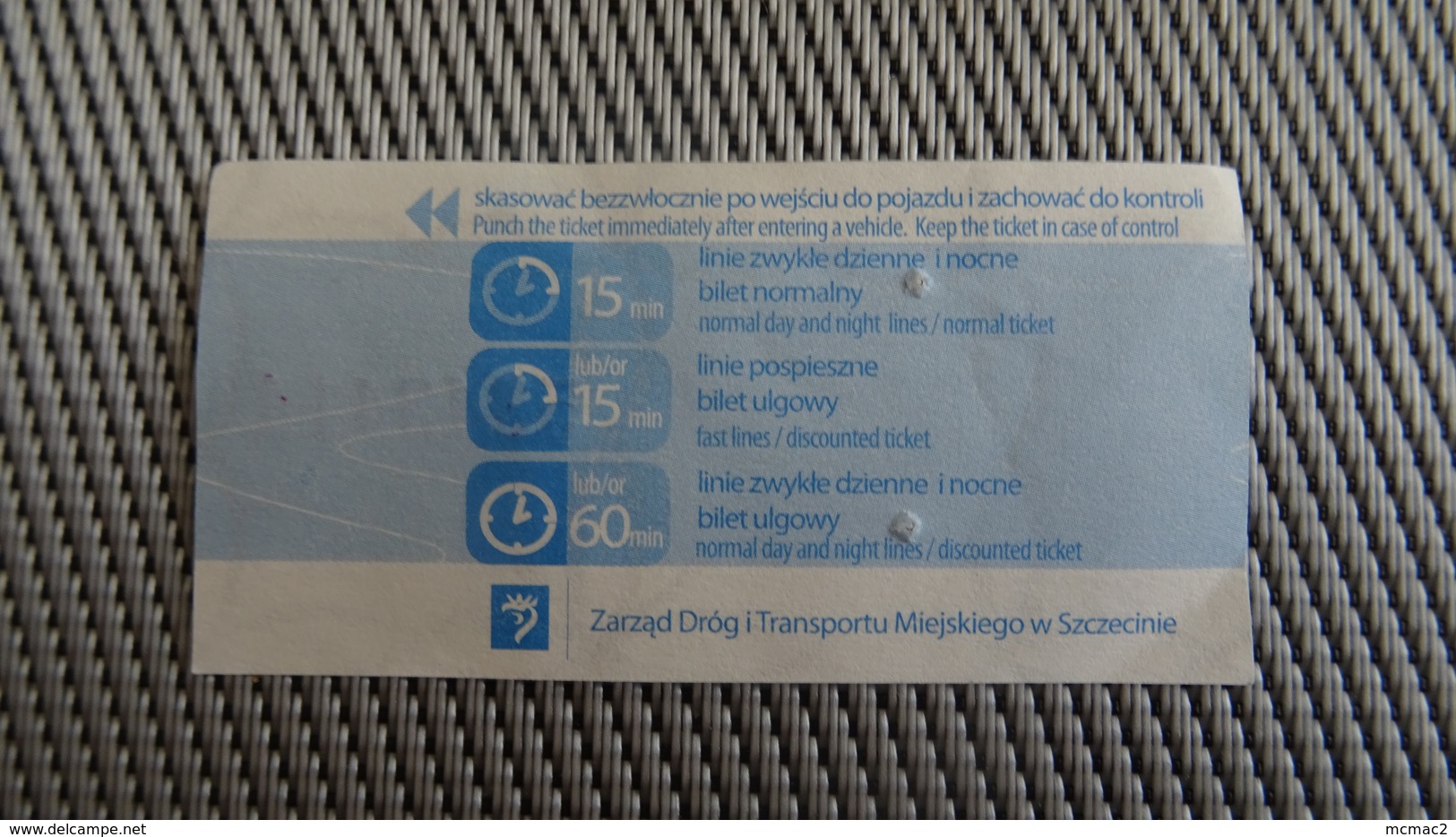 Bus Ticket From Szczecin 2zl Poland - Fahrkarte - Other & Unclassified