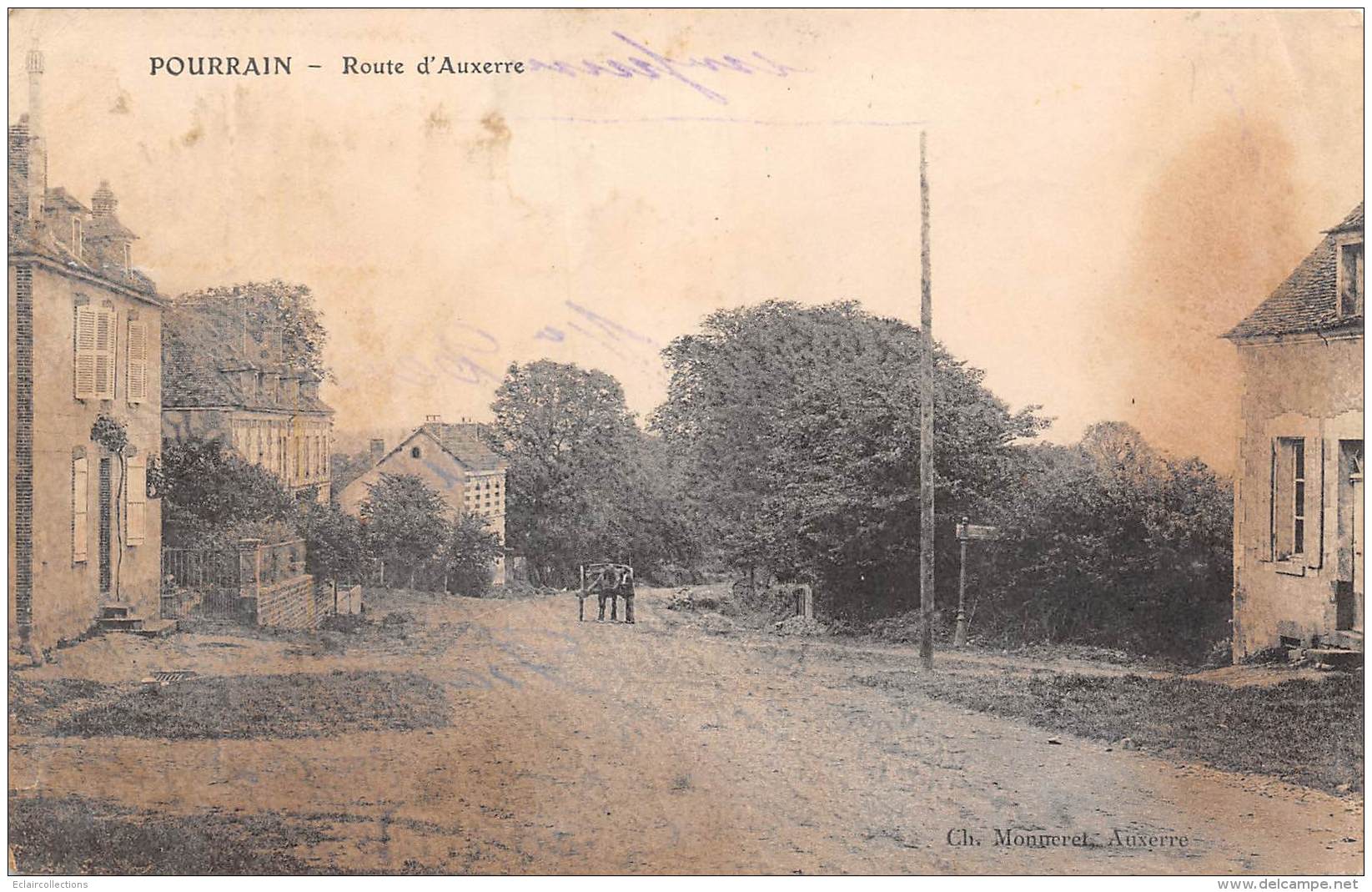 Pourrain        89     Route D'Auxerre  -  En Partie Décollée  -    (voir Scan) - Sonstige & Ohne Zuordnung