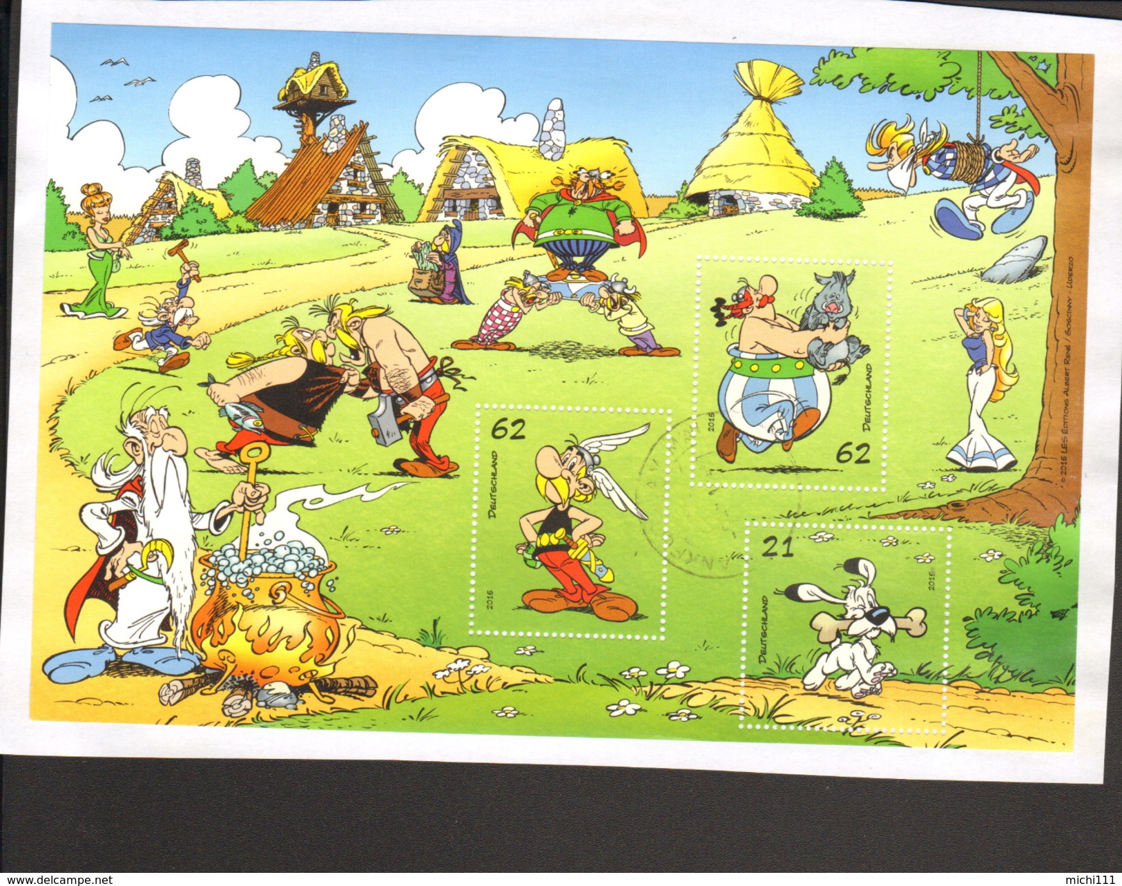 BRD 2015 Block 80 Asterix Bedarfsgebraucht Gestempelt Auf Briefstück - Used Stamps