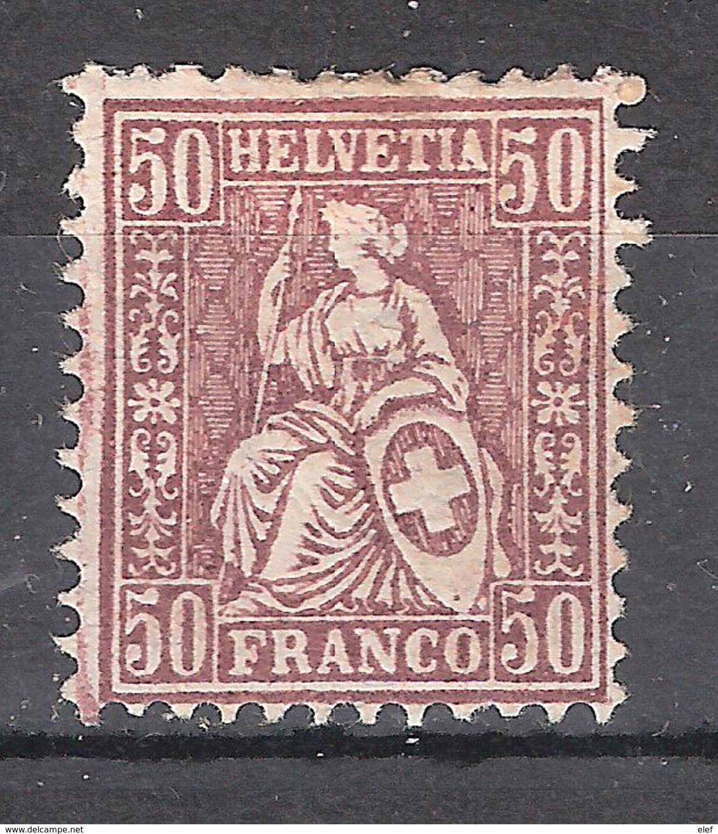 SUISSE / Schweiz 1881, Helvetia Assise, Fils De Soie,  Yvert N° 56, 50 C Lilas , Neuf * / MH, TB - Neufs