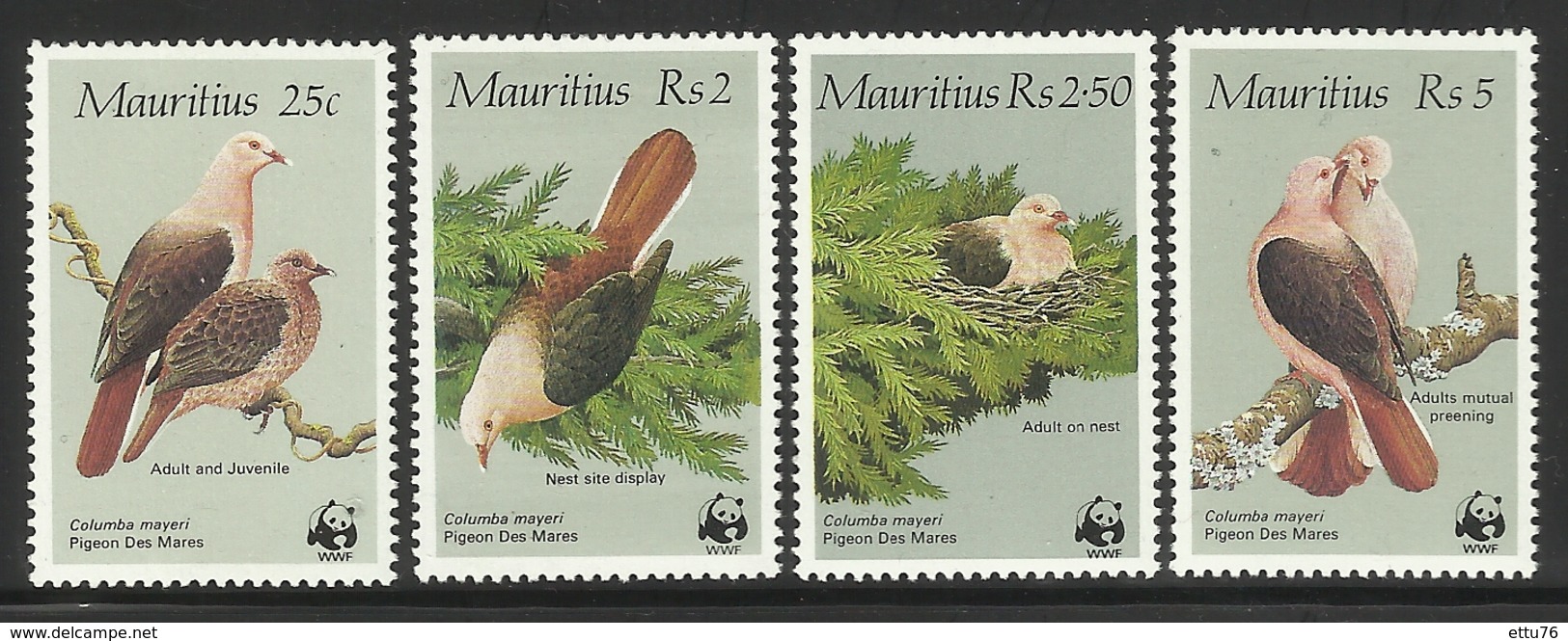 MAURITIUS  1985  WWF  PINK PIGEON   SET MNH - Autres & Non Classés