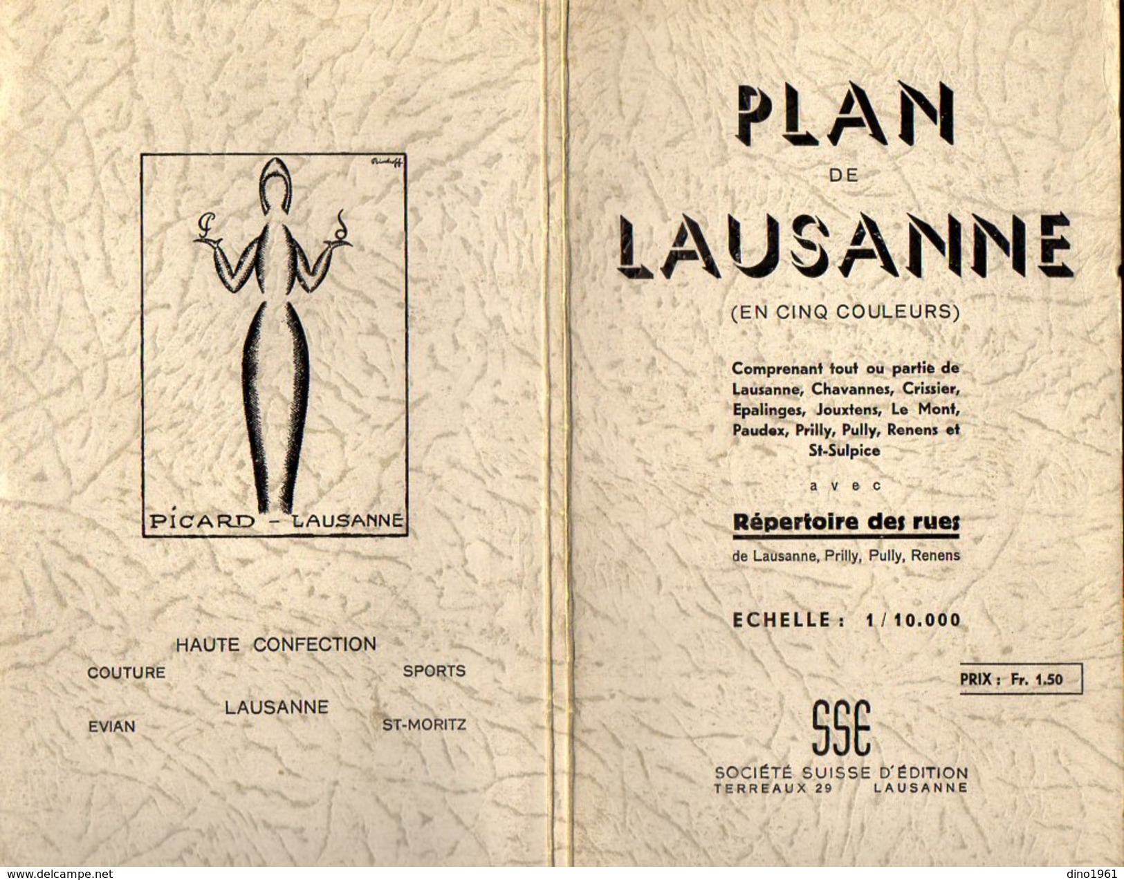 VP7410 - SUISSE - Ancien Plan De LAUSANNE En Cinq Couleurs Avec Répertoire Des Rues De Lausanne, Prilly, Pully, Renens - Geographical Maps