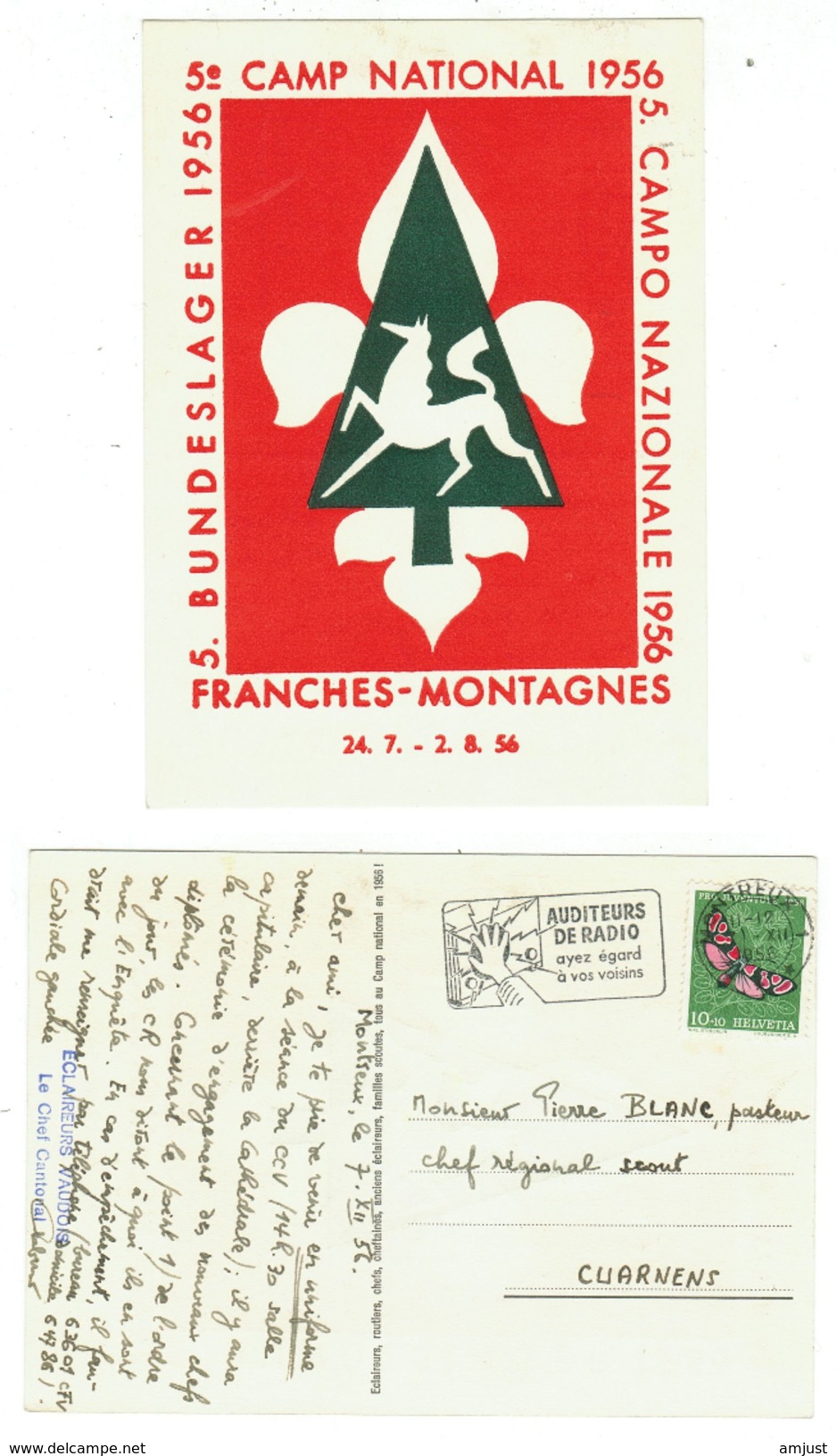 Scoutisme // 5ème Camp National 1956 Franches-Montagnes Du 24.07. 1956 Au 02.08.1956 - Scoutisme