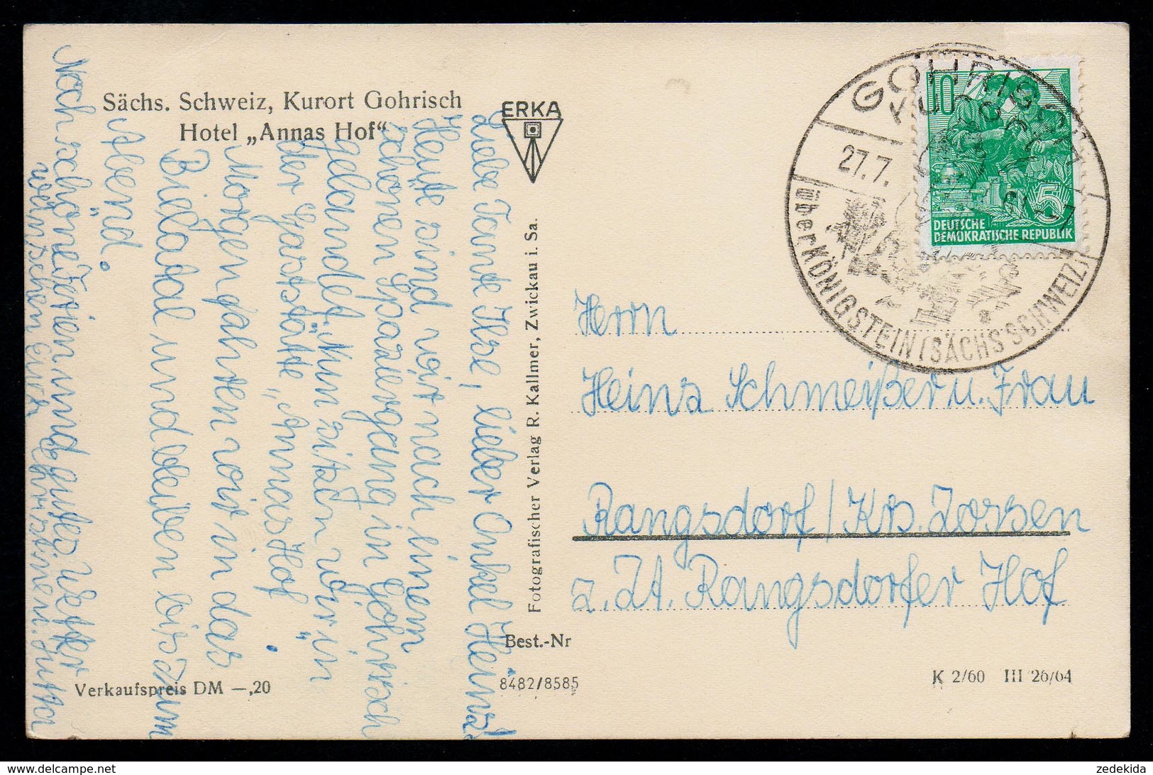 9460 - Alte Foto Ansichtskarte - Gohrisch - Hotel Annas Hof - Sonderstempel - Gel - Kallmer - Gohrisch