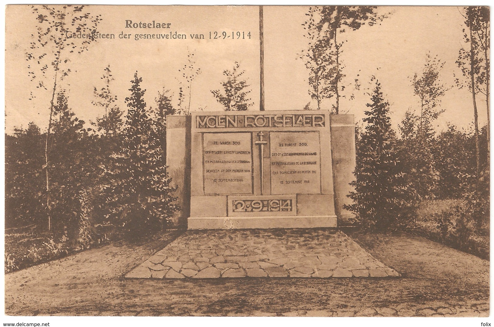 Rotselaar / Rotselaer - Gedenksteen Der Gesneuvelden Van 12-9-1914 - Uitgave J. Van De Cauter-Smedts - Rotselaar