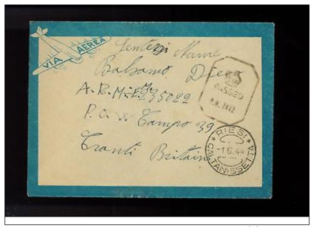 1944 Italy Prisoner Of War POW Cover To England Camp 39 - Unclassified