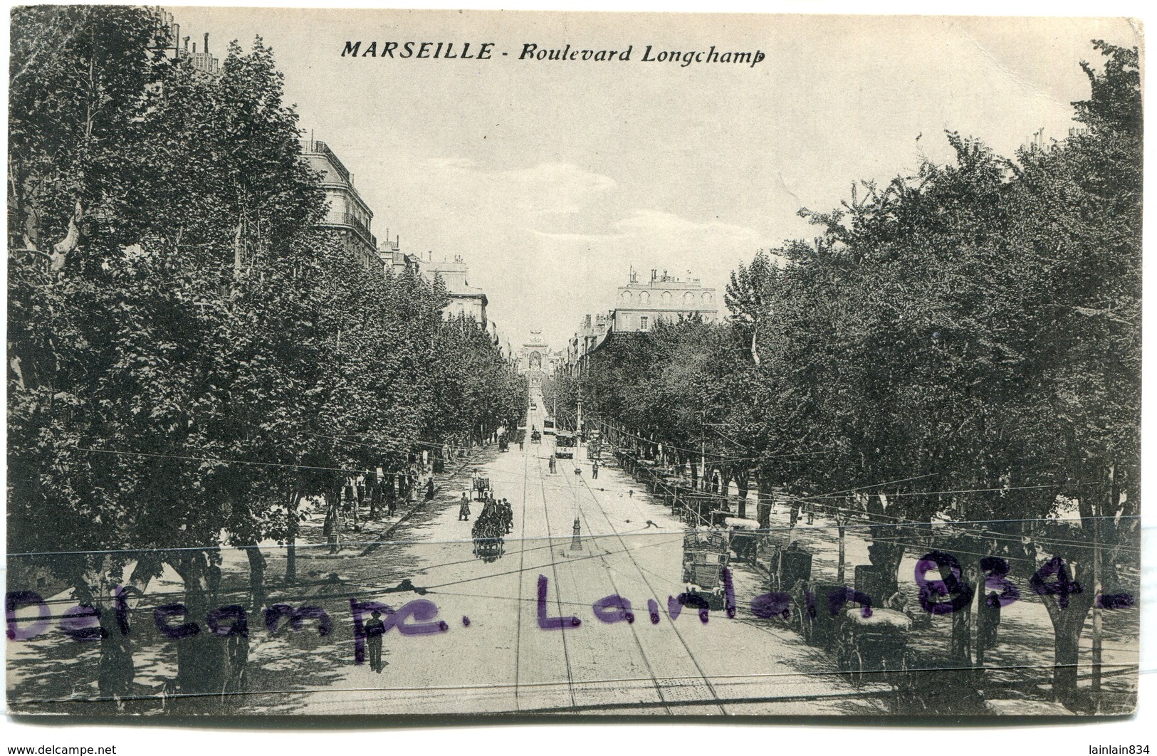 - Marseille -  Boulevard Longchamp, Calèches, Attelages, Animation, Cliché Peu Courant, écrite, BE, Scans. - The Canebière, City Centre