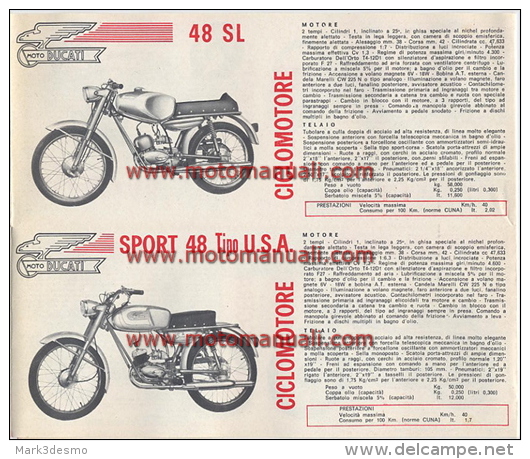 Ducati Ciclomotori 48 90 Produzione 1965 Depliant Originale Factory Original Brochure - Engines