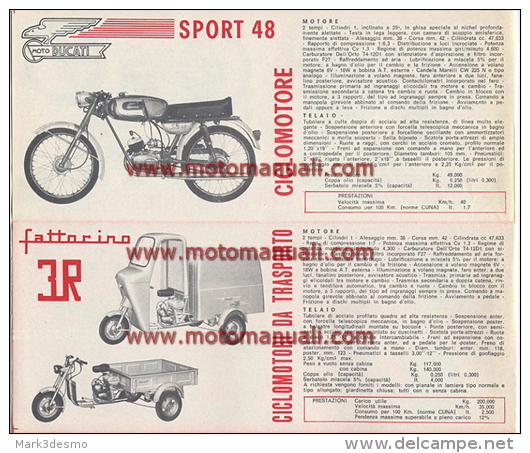 Ducati Ciclomotori 48 90 Produzione 1965 Depliant Originale Factory Original Brochure - Motori