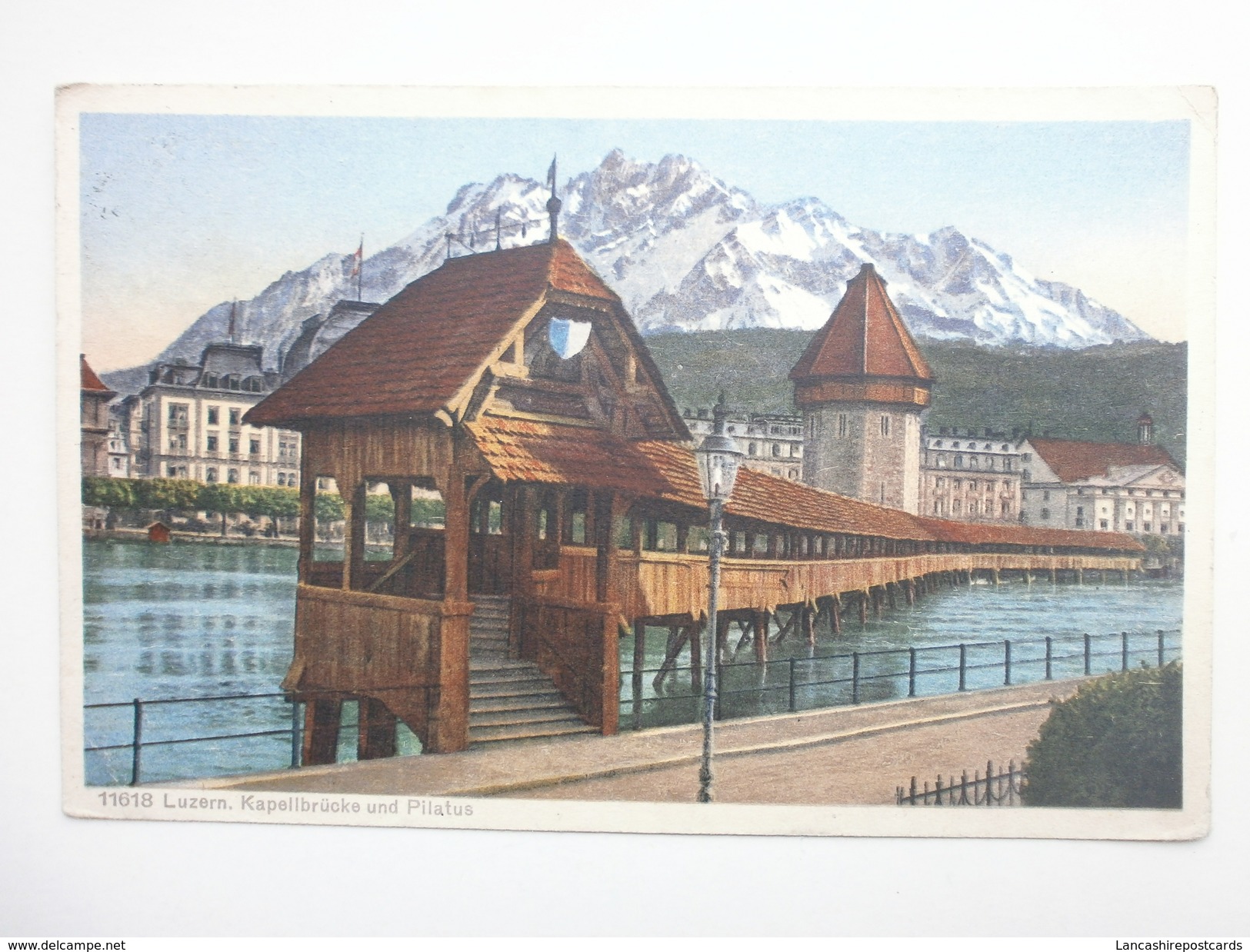 Postcard Lucerne Luzern Kapellbruckee Und Pilatus PU 1927 At Kriens Switzerland My Ref B1526 - Kriens